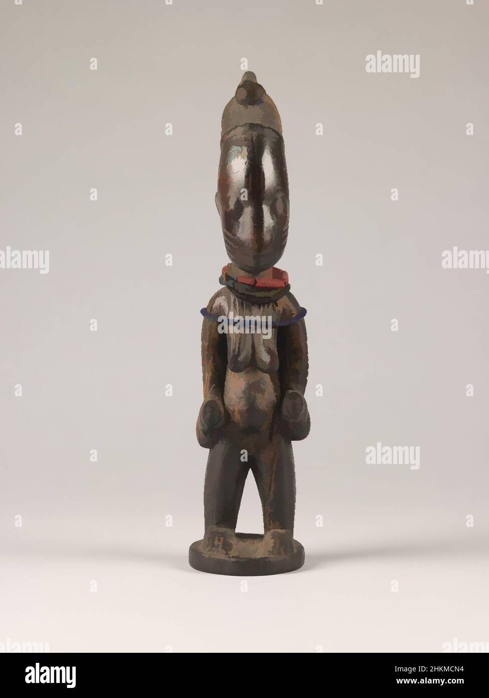 Art inspiré par Femme Figure, Bogunjoko d'Ila-Orangun, Yoruba, mort 1870, 19th siècle, Bois, fibre, perles, Ila-Orangun, État d'Osun, Afrique de l'Ouest et Côte de Guinée, Nigeria, Afrique, Sculpture, 11 3/4 x 3 1/4 x 2 3/4 po. (29,8 x 8,3 x 7 cm, œuvres classiques modernisées par Artotop avec une touche de modernité. Formes, couleur et valeur, impact visuel accrocheur sur l'art émotions par la liberté d'œuvres d'art d'une manière contemporaine. Un message intemporel qui cherche une nouvelle direction créative. Artistes qui se tournent vers le support numérique et créent le NFT Artotop Banque D'Images