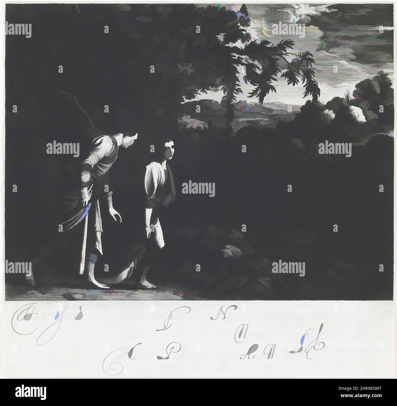 Art inspiré par Tobias avec l'Ange, Adam Elsheimer, allemand, 1578-1610, Hendrick Goudt, Néerlandais, 1583-1648, 1613, gravure, fabriqué à Utrecht, Province d'Utrecht, pays-Bas, Europe, estampes, assiette: 9 5/8 x 10 1/8 po. (24,5 x 25,7 cm, œuvres classiques modernisées par Artotop avec une touche de modernité. Formes, couleur et valeur, impact visuel accrocheur sur l'art émotions par la liberté d'œuvres d'art d'une manière contemporaine. Un message intemporel qui cherche une nouvelle direction créative. Artistes qui se tournent vers le support numérique et créent le NFT Artotop Banque D'Images