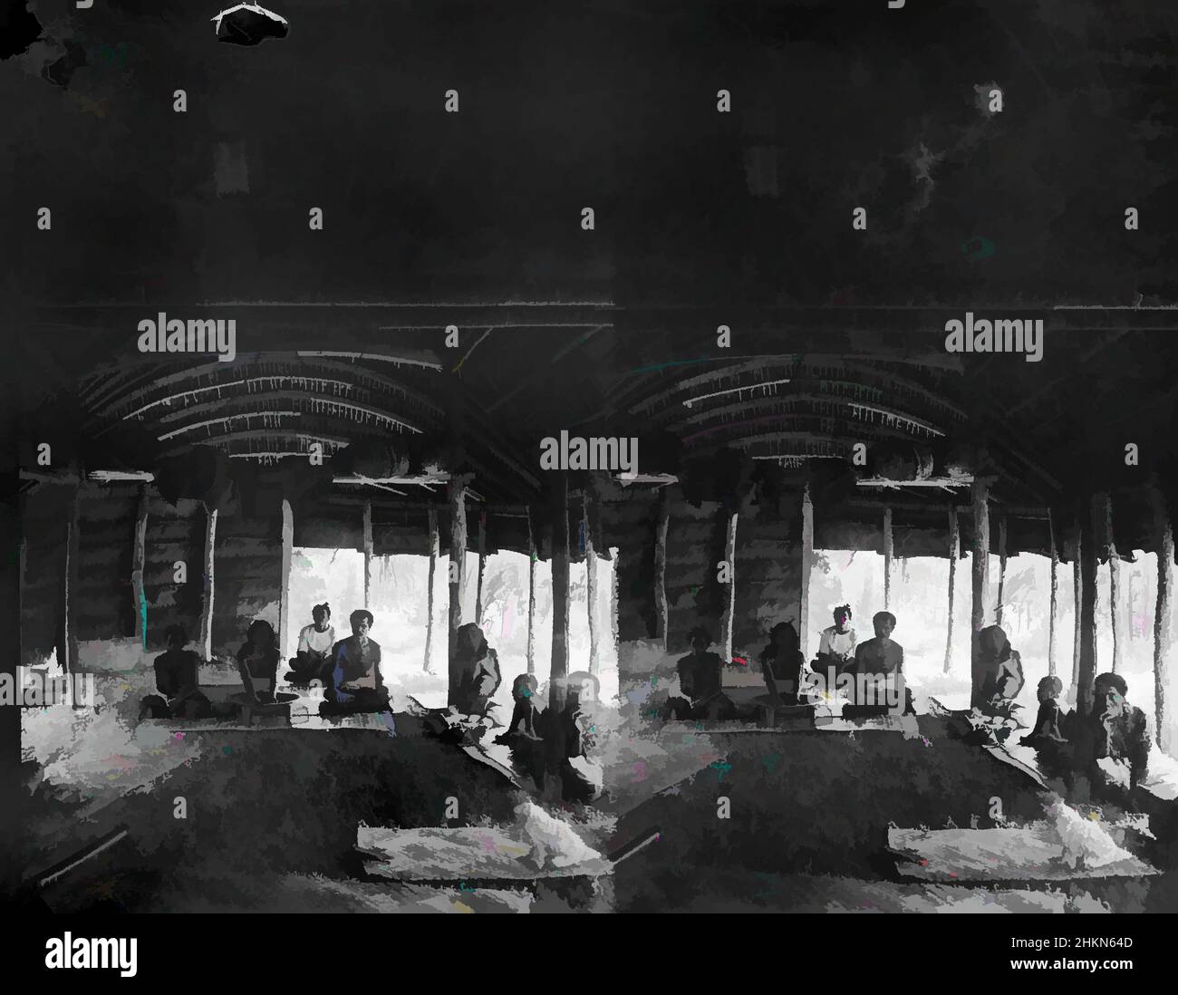 Art inspiré par [Village près d'Apia, intérieur, Kava Making, Samoa], Burton Brothers studio, Studio de photographie, Dunedin, photographie noir et blanc, faire du kava, œuvres classiques modernisées par Artotop avec une touche de modernité. Formes, couleur et valeur, impact visuel accrocheur sur l'art émotions par la liberté d'œuvres d'art d'une manière contemporaine. Un message intemporel qui cherche une nouvelle direction créative. Artistes qui se tournent vers le support numérique et créent le NFT Artotop Banque D'Images