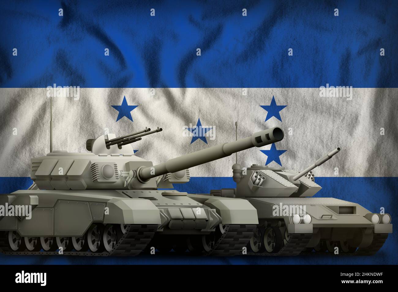 Réservoirs sur le fond du drapeau du Honduras.Honduras tank forces concept.3D Illustration Banque D'Images