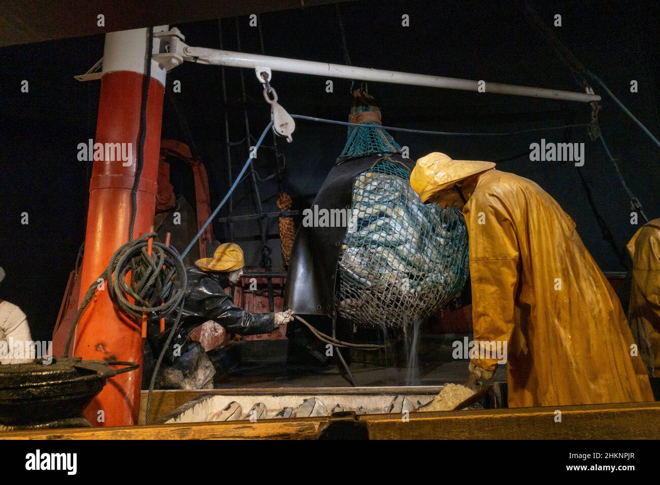 La récréation d'un chalutier de pêche en opération dans le Centre du patrimoine de pêche de Grimsby, Grimsby, Royaume-Uni. Banque D'Images