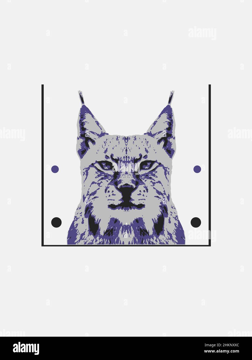 Tête de Lynx et lignes géométriques, rendu 3D, illustration à utiliser comme imprimé, logo, emblème et autres Banque D'Images