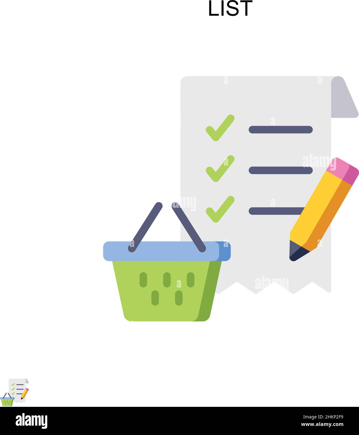 Liste des icônes de vecteur simple.Modèle de conception de symbole d'illustration pour élément d'interface utilisateur Web mobile. Illustration de Vecteur
