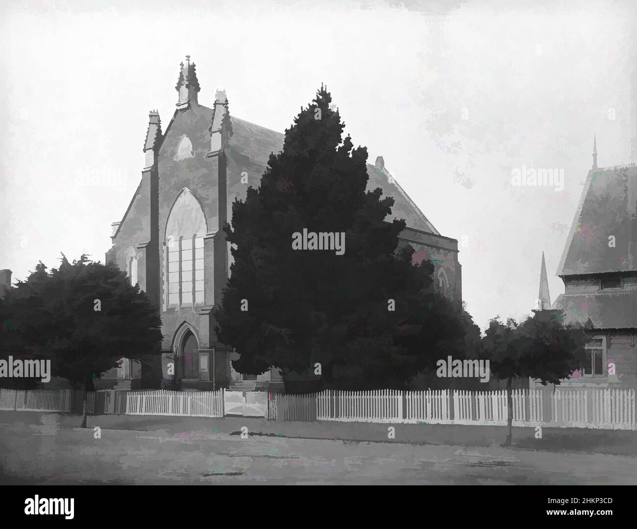 Art inspiré par Wesleyan Church, Pitt Street, Auckland, studio Burton Brothers, studio de photographie, Dunedin, processus de plaque sèche en gélatine, œuvres classiques modernisées par Artotop avec une touche de modernité. Formes, couleur et valeur, impact visuel accrocheur sur l'art émotions par la liberté d'œuvres d'art d'une manière contemporaine. Un message intemporel qui cherche une nouvelle direction créative. Artistes qui se tournent vers le support numérique et créent le NFT Artotop Banque D'Images