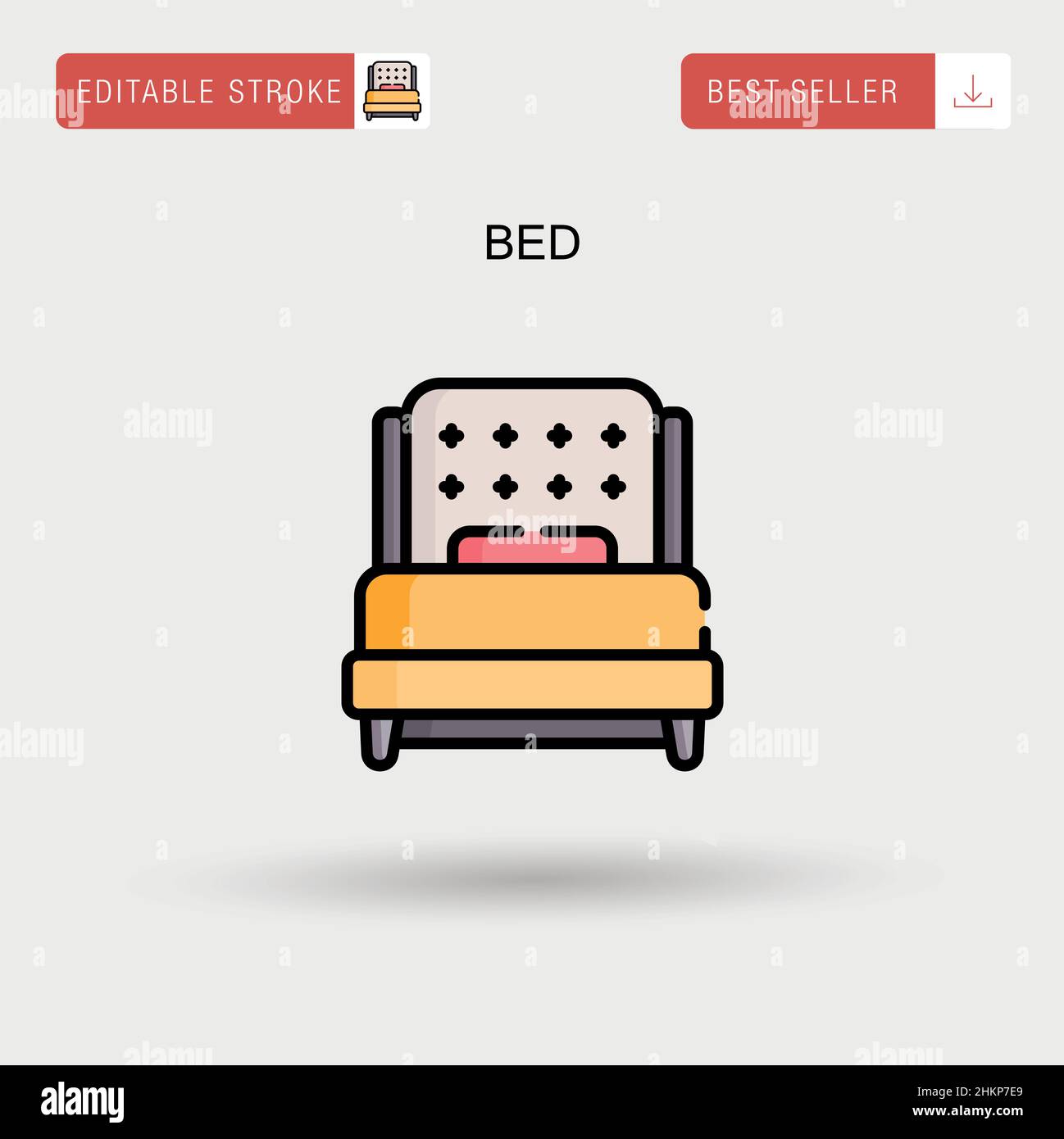 Icône de vecteur simple de lit. Illustration de Vecteur