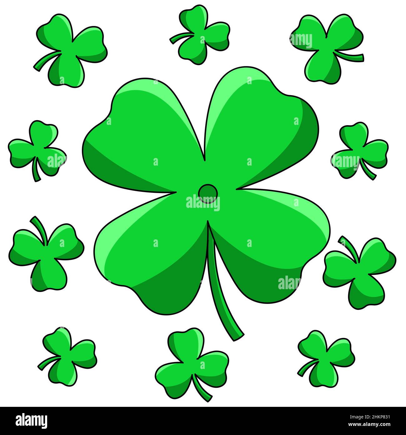 Caricature de la Saint Patrick de la journée Shamrock Cartoon Vector colorée Illustration de Vecteur