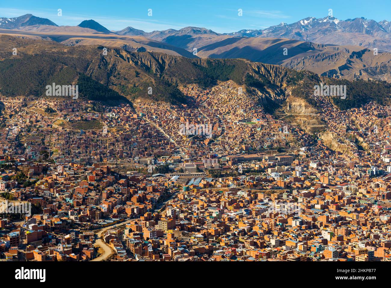 La Paz dans les montagnes des Andes de Bolivie. Banque D'Images