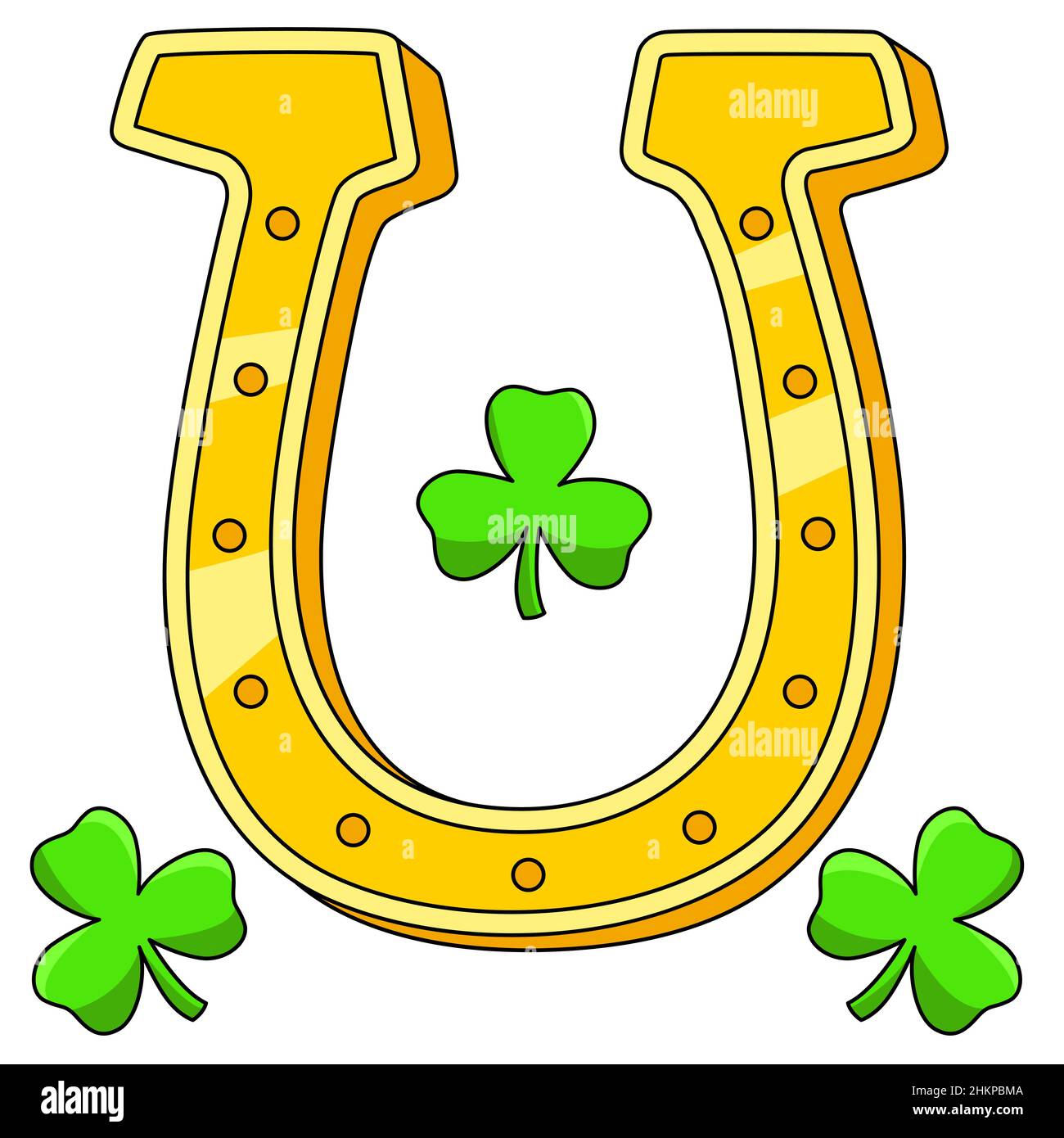 Caron en fer à cheval de la Saint Patrick de la journée de couleur vectorielle Illustration de Vecteur