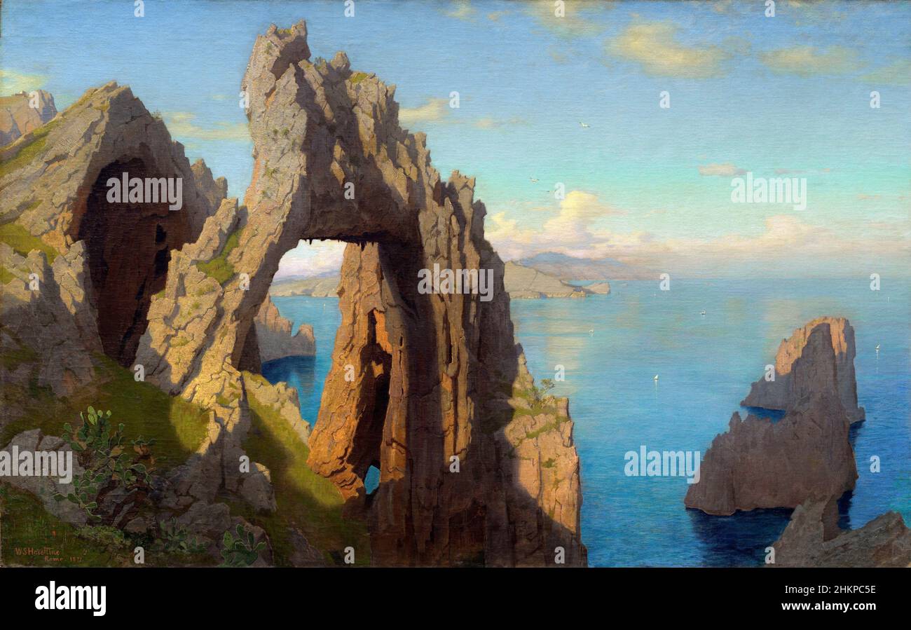 Arche naturelle à Capri par William Stanley Haseltine (1835-1900), huile sur toile, 1871 Banque D'Images