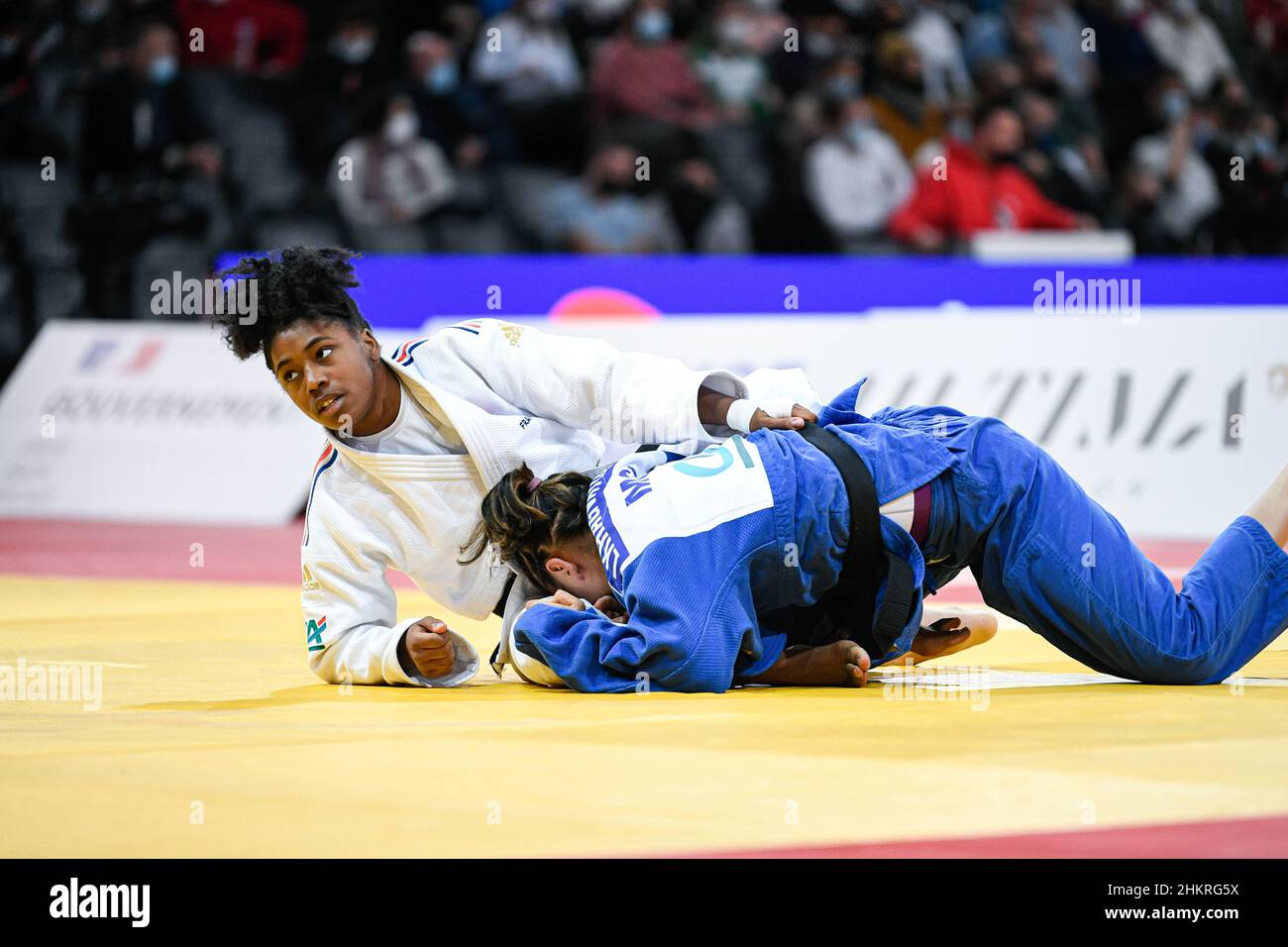 Femmes de -57 kg, Sarah-Leonie Cysique de France participe au Grand Chelem de Paris 2022, IJF World Judo Tour le 5 février 2022 à l'Accor Arena de Paris, France - photo Victor Joly / DPPI Banque D'Images