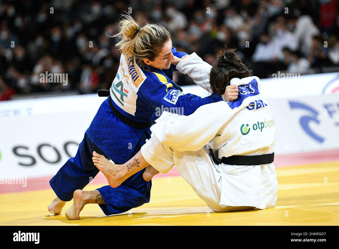 -52 kg de femmes, Distria Krasniqi du Kosovo participe à la tournée mondiale du judo de Paris Grand Chelem 2022, IJF le 5 février 2022 à l'Accor Arena de Paris, France - photo Victor Joly / DPPI Banque D'Images