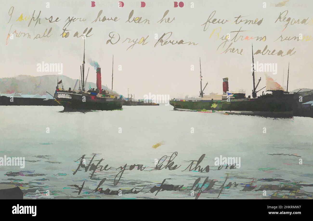 Art inspiré par Steamer Basin, Dunedin Harbour, Nouvelle-Zélande, studio Muir & Moodie, 1905, Dunedin, œuvres classiques modernisées par Artotop avec une touche de modernité. Formes, couleur et valeur, impact visuel accrocheur sur l'art émotions par la liberté d'œuvres d'art d'une manière contemporaine. Un message intemporel qui cherche une nouvelle direction créative. Artistes qui se tournent vers le support numérique et créent le NFT Artotop Banque D'Images