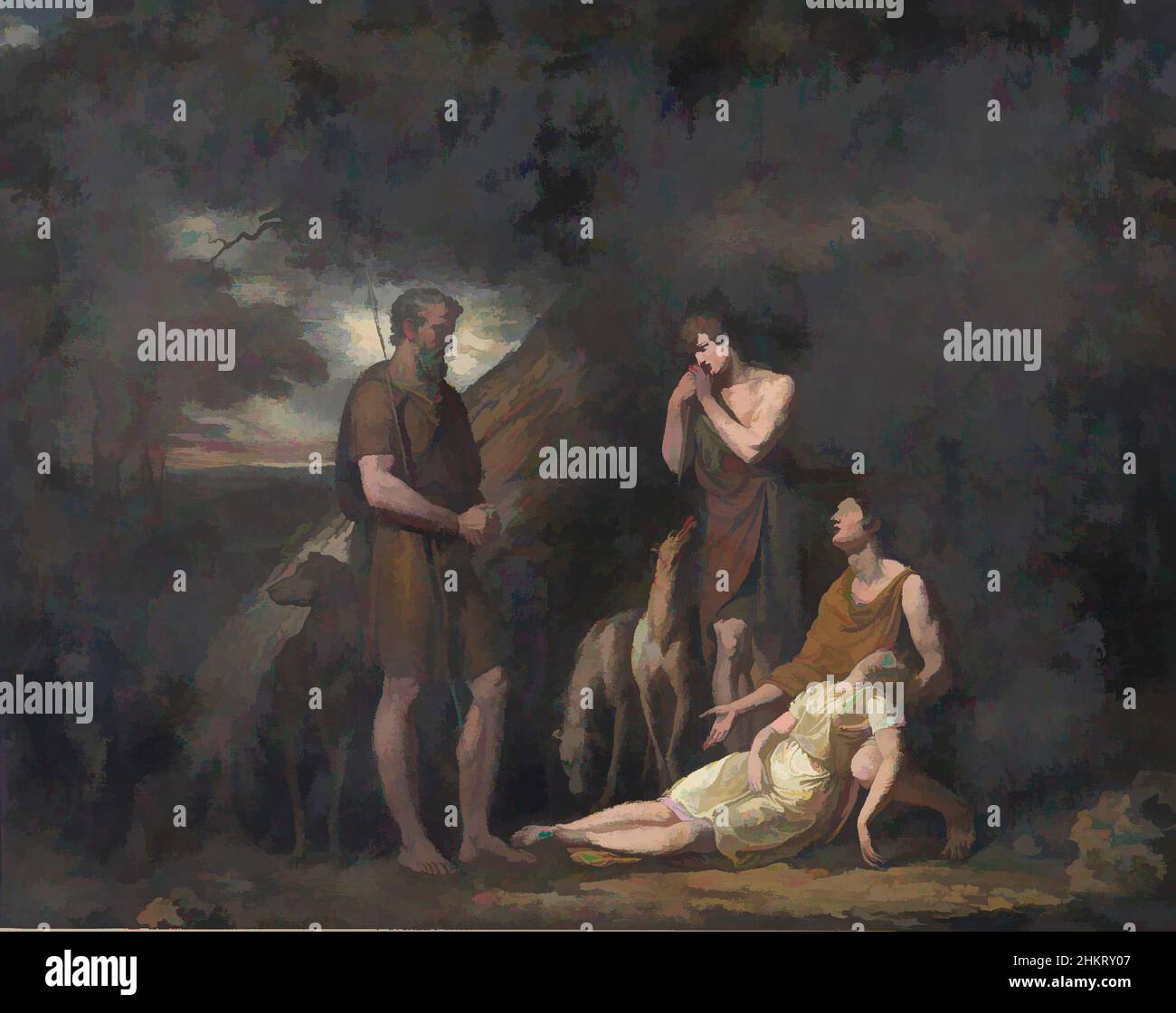 Art inspiré par Imogen trouvé dans la grotte de Belarius, George Dawe, artiste, 1808, la période entre les années de William Hogarth (1697–1764) et George Dawe (1781–1829) ont été actifs a été appelé le «phénomène de la mort», au cours de laquelle le dramaturge a triomphé sur ses pairs comme le, Œuvres classiques modernisées par Artotop avec une touche de modernité. Formes, couleur et valeur, impact visuel accrocheur sur l'art émotions par la liberté d'œuvres d'art d'une manière contemporaine. Un message intemporel qui cherche une nouvelle direction créative. Artistes qui se tournent vers le support numérique et créent le NFT Artotop Banque D'Images