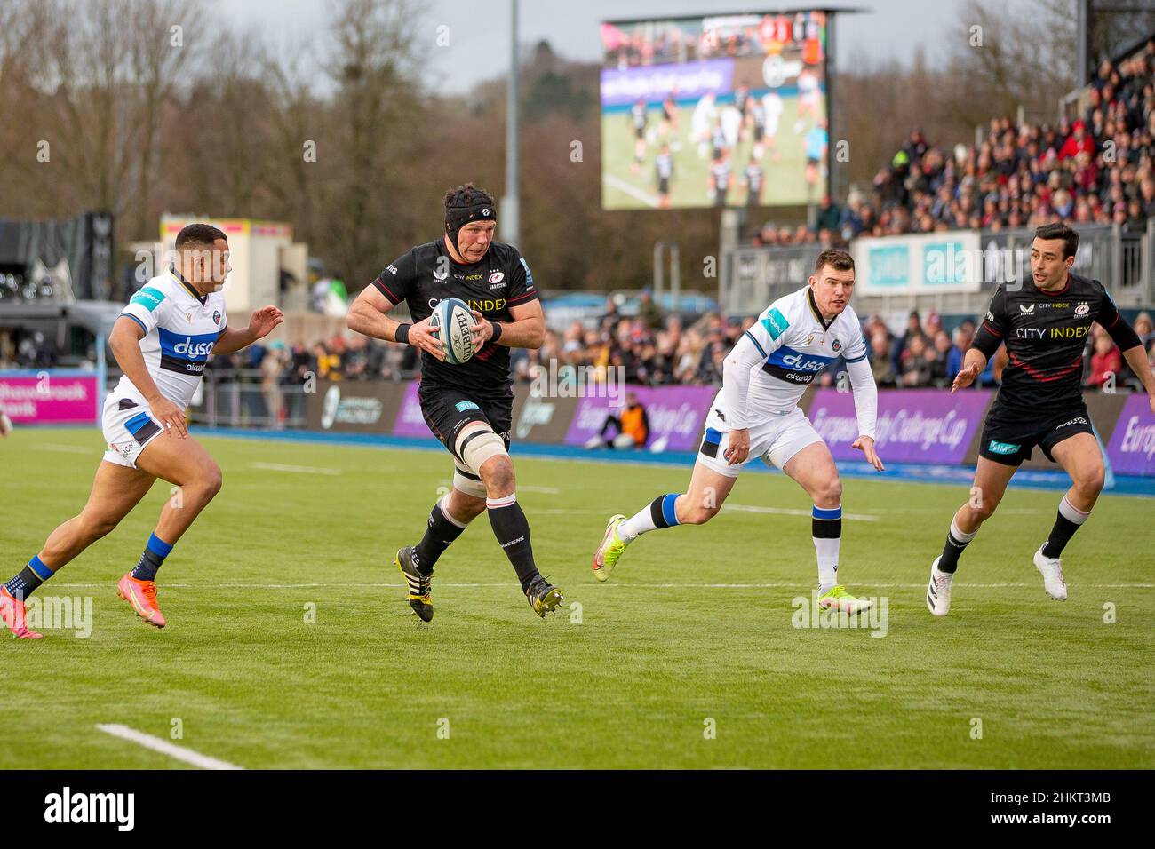 Barnett, Royaume-Uni.05th févr. 2022.Rugby Gallagher Premiership.Rugby de bain Saracens V.Stade StoneX.Barnett.Tom Swinson de Saracens pendant le match de rugby Gallagher Premiership entre Saracens et Bath Rugby.Credit: Sport en images/Alamy Live News Banque D'Images