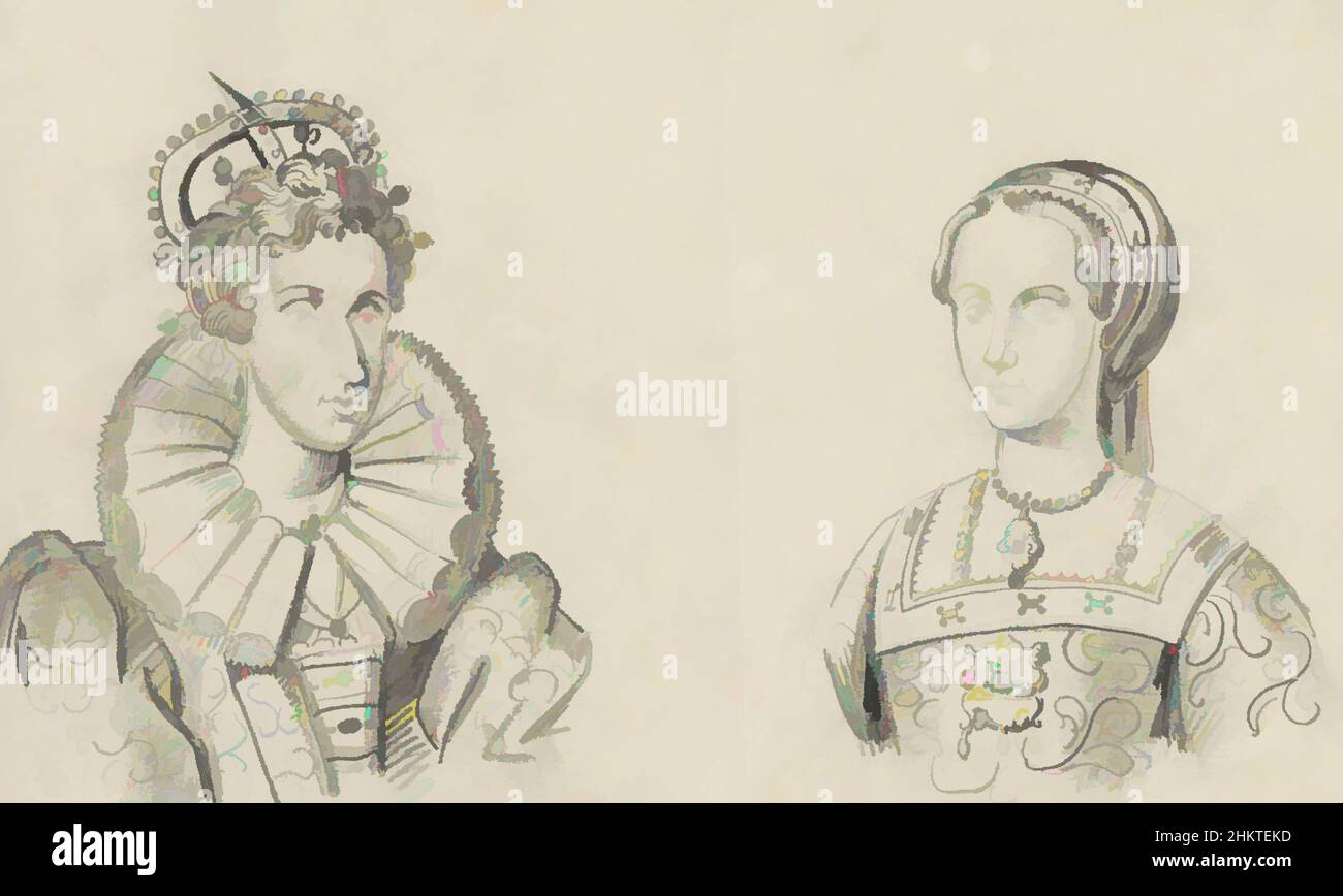 Art inspiré par les Portraits d'Elizabeth I Tudor et de Lady Jane Grey, oeuvres classiques modernisées par Artotop avec une touche de modernité. Formes, couleur et valeur, impact visuel accrocheur sur l'art émotions par la liberté d'œuvres d'art d'une manière contemporaine. Un message intemporel qui cherche une nouvelle direction créative. Artistes qui se tournent vers le support numérique et créent le NFT Artotop Banque D'Images