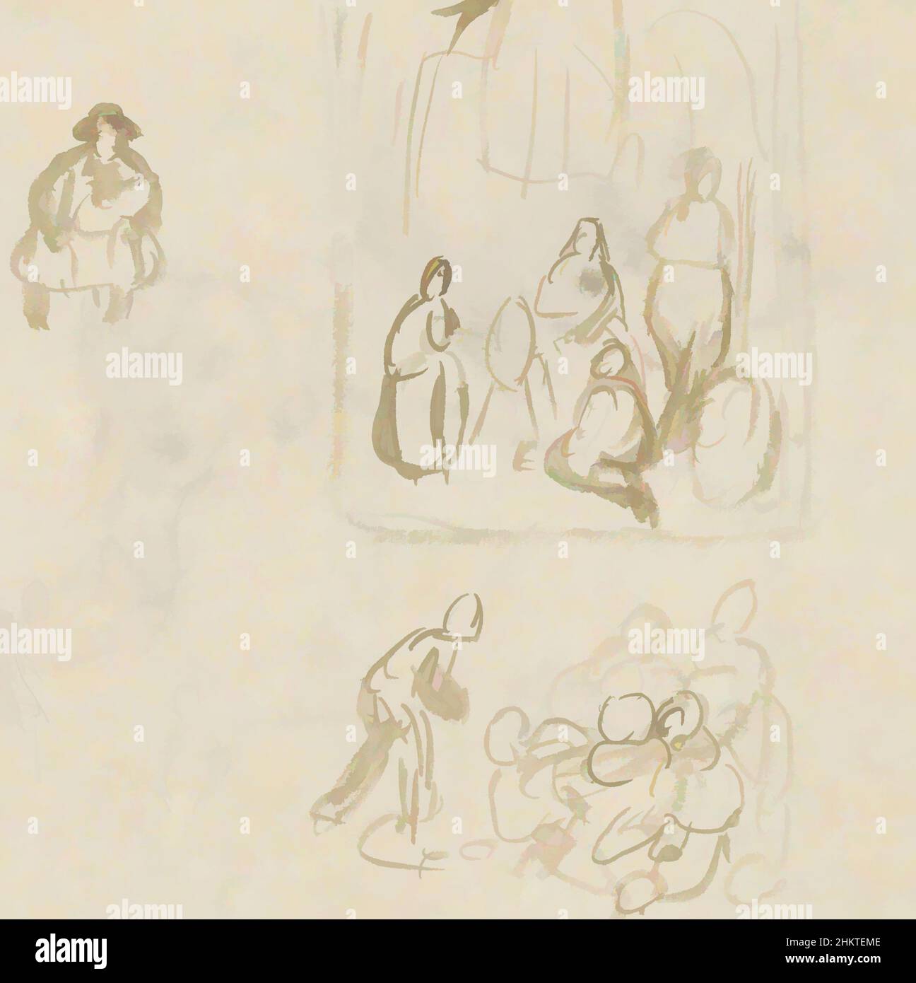 Art inspiré par des groupes de personnages assis et debout, les œuvres classiques modernisées par Artotop avec une touche de modernité. Formes, couleur et valeur, impact visuel accrocheur sur l'art émotions par la liberté d'œuvres d'art d'une manière contemporaine. Un message intemporel qui cherche une nouvelle direction créative. Artistes qui se tournent vers le support numérique et créent le NFT Artotop Banque D'Images