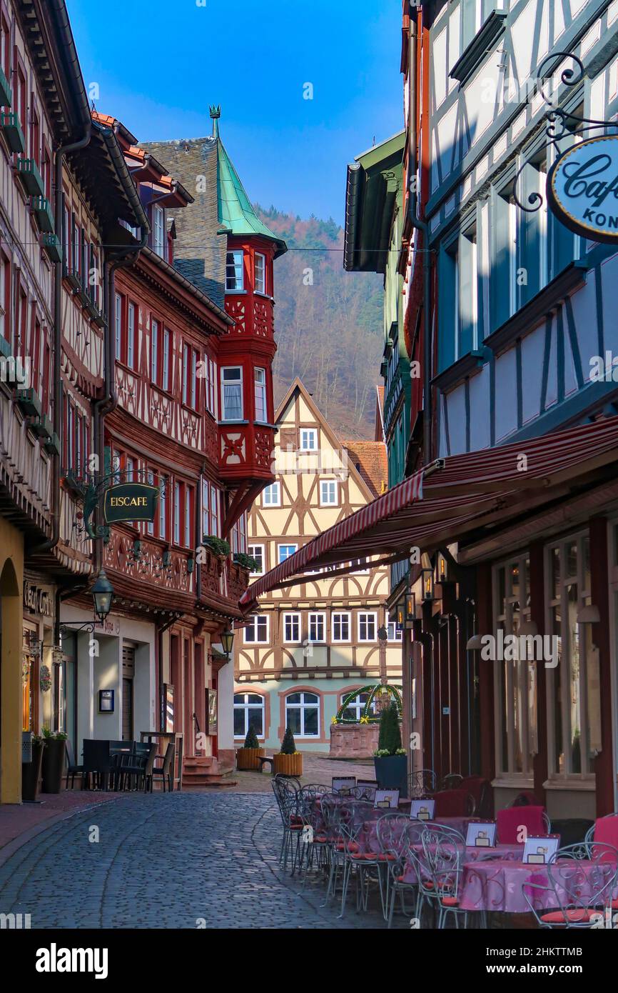 Maisons traditionnelles à colombages dans la vieille ville de Miltenberg, Bavière, Allemagne Banque D'Images