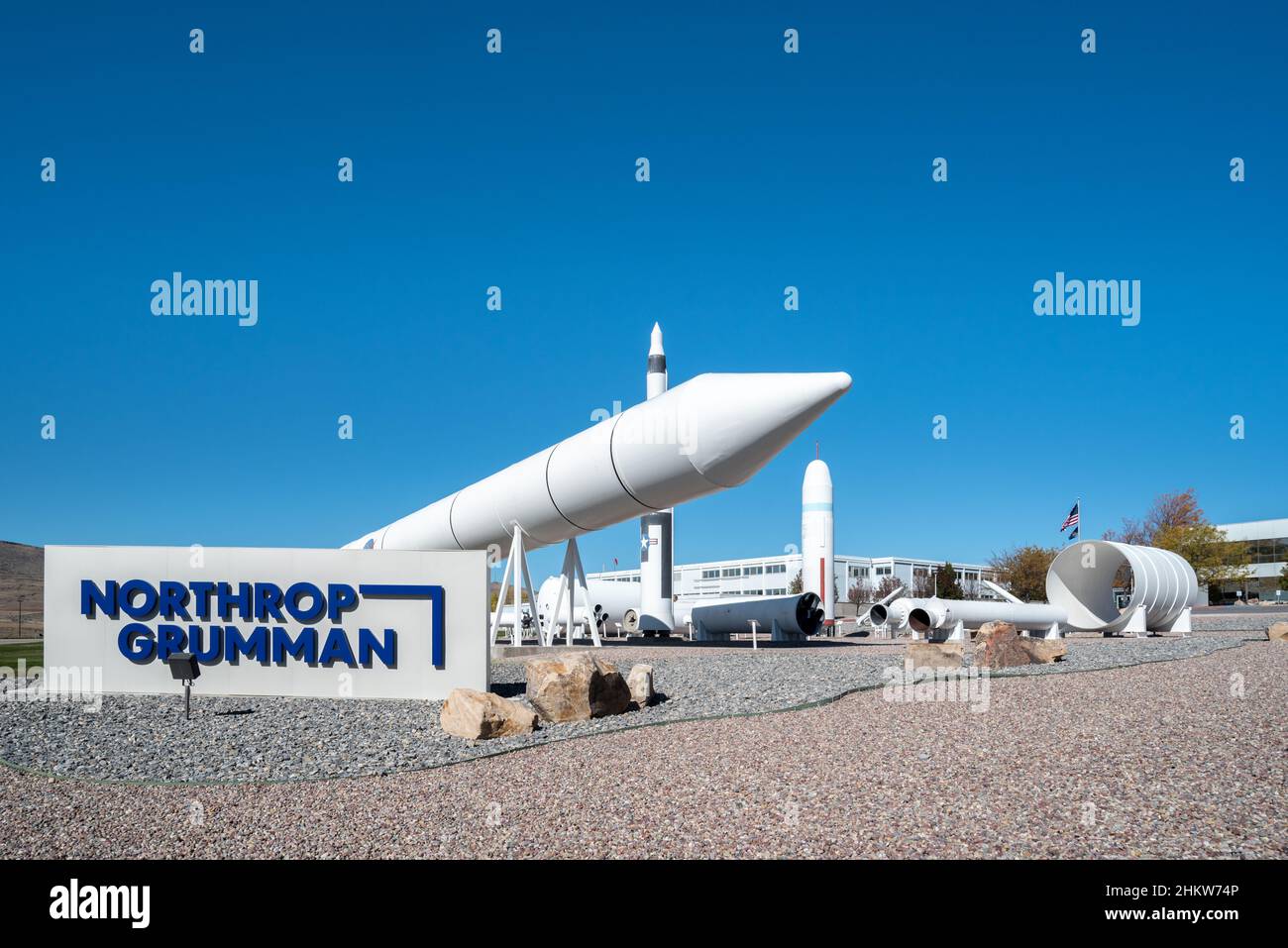 Des roquettes exposées au Northrop Grumman Rocket Garden, Corrine, Utah. Banque D'Images