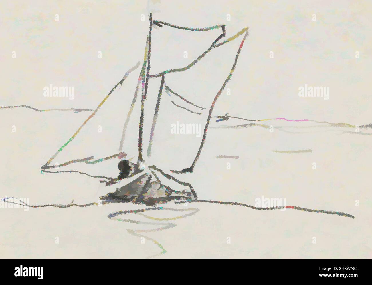 Art inspiré par le bateau à voile sur l'eau, les œuvres classiques modernisées par Artotop avec une touche de modernité. Formes, couleur et valeur, impact visuel accrocheur sur l'art émotions par la liberté d'œuvres d'art d'une manière contemporaine. Un message intemporel qui cherche une nouvelle direction créative. Artistes qui se tournent vers le support numérique et créent le NFT Artotop Banque D'Images