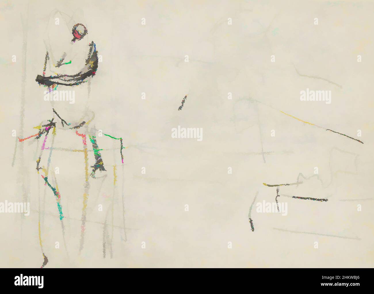 Art inspiré par à la moitié de la vie et du profil. Femme avec chapeau, œuvres classiques modernisées par Artotop avec une touche de modernité. Formes, couleur et valeur, impact visuel accrocheur sur l'art émotions par la liberté d'œuvres d'art d'une manière contemporaine. Un message intemporel qui cherche une nouvelle direction créative. Artistes qui se tournent vers le support numérique et créent le NFT Artotop Banque D'Images