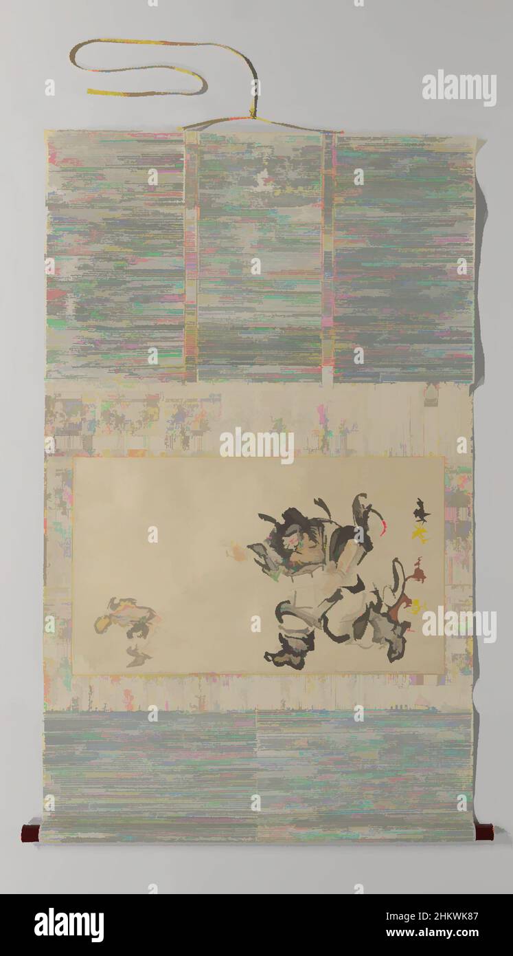 Art inspiré par Setsubun, Festival Setsubun; Shoki lance des haricots à un démon, peinture de défilement suspendue dans une boîte, peintre: Tani Buncho, Japon, 1773 - 1842, papier, Hauteur 34 cm × largeur 58,5 cm hauteur 6 cm × largeur 75 cm × profondeur 6,5 cm, œuvres classiques modernisées par Artotop avec une touche de modernité. Formes, couleur et valeur, impact visuel accrocheur sur l'art émotions par la liberté d'œuvres d'art d'une manière contemporaine. Un message intemporel qui cherche une nouvelle direction créative. Artistes qui se tournent vers le support numérique et créent le NFT Artotop Banque D'Images