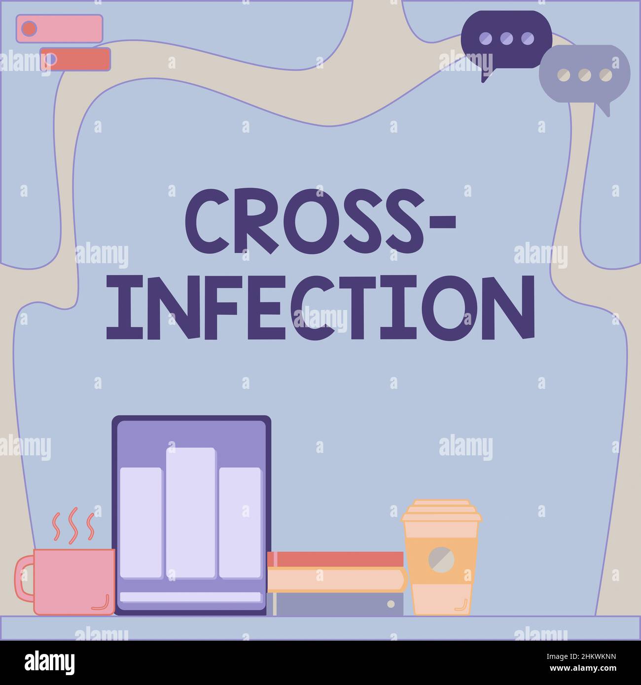 Légende de texte présentant une infection croisée. Concept Internet désarecausing micro-organisme transmis entre différentes espèces Bureau avec tablette Banque D'Images
