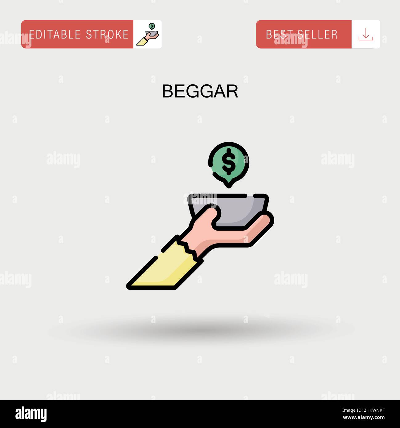 Icône de vecteur simple beggar. Illustration de Vecteur