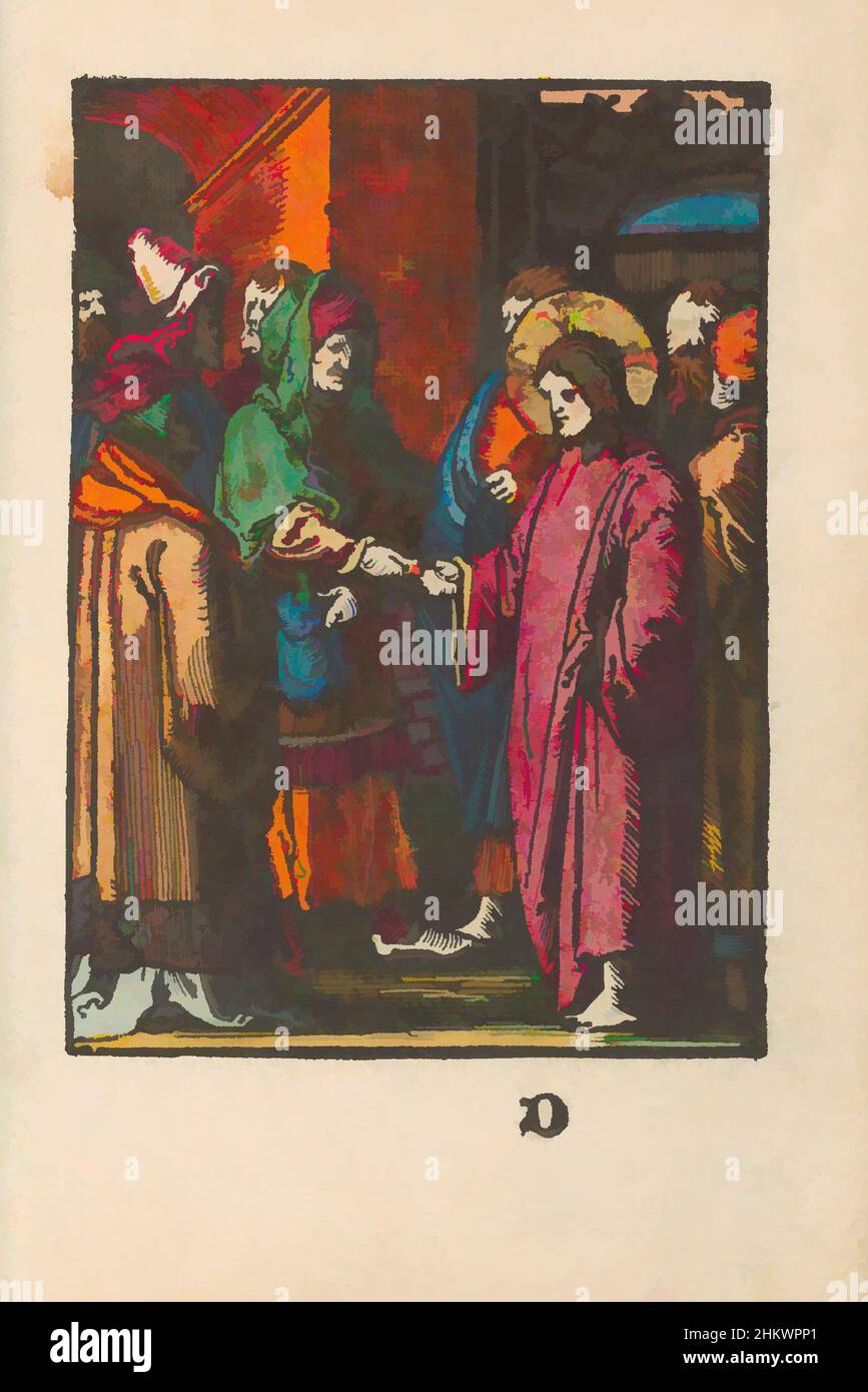 Art inspiré par le Christ dans le débat avec les Pharisiens sur l'imposition de l'empereur, la passion stupide (titre de la série), un des Pharisiens lui donne une pièce et demande au Christ s'il est permis de payer l'impôt à l'empereur. Marqué en bas: D. Imprimer fait partie d'un livre., imprimeur: Lucas van Leyden, Classic œuvres modernisées par Artotop avec un peu de modernité. Formes, couleur et valeur, impact visuel accrocheur sur l'art émotions par la liberté d'œuvres d'art d'une manière contemporaine. Un message intemporel qui cherche une nouvelle direction créative. Artistes qui se tournent vers le support numérique et créent le NFT Artotop Banque D'Images