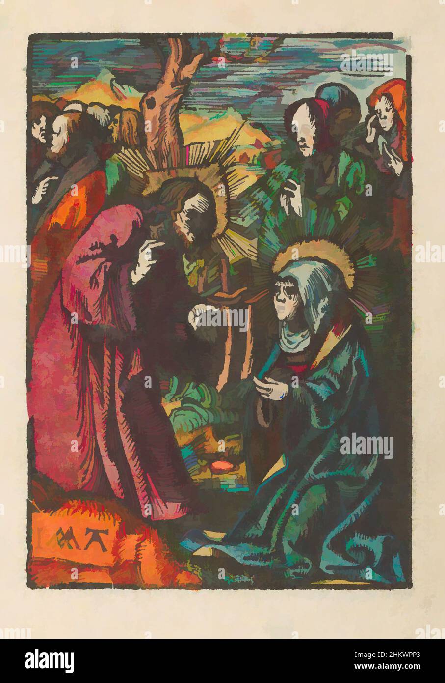 L'art inspiré par le Christ prend congé de sa mère, la petite passion (titre de la série), la passion stupide (titre de la série), Christ prend congé de sa mère Marie, qui s'agenouille devant lui. Elle est suivie par deux autres femmes. À gauche sont les disciples. L'impression fait partie d'un livre., imprimeur, Classic œuvres modernisées par Artotop avec une touche de modernité. Formes, couleur et valeur, impact visuel accrocheur sur l'art émotions par la liberté d'œuvres d'art d'une manière contemporaine. Un message intemporel qui cherche une nouvelle direction créative. Artistes qui se tournent vers le support numérique et créent le NFT Artotop Banque D'Images