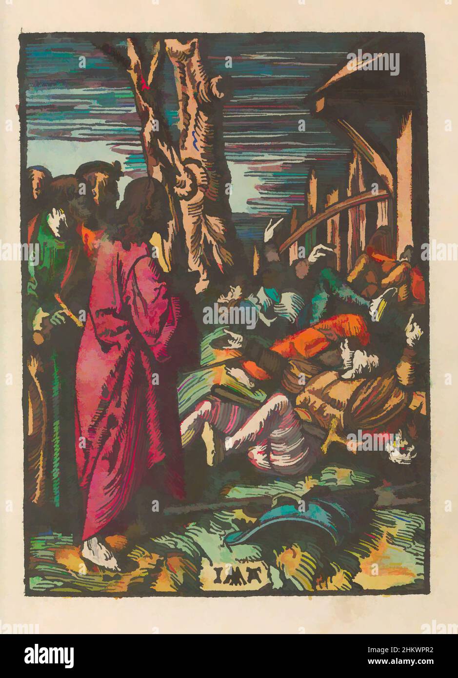 L'art inspiré par le Christ se fait connaître et les soldats tombent au sol, la petite passion (titre de la série), la passion stupide (titre de la série), dans le jardin de Gethsemane Christ dit qui il est et là les soldats tombent au sol. Derrière le Christ se trouve Pierre avec son épée, les œuvres classiques modernisées par Artotop avec une touche de modernité. Formes, couleur et valeur, impact visuel accrocheur sur l'art émotions par la liberté d'œuvres d'art d'une manière contemporaine. Un message intemporel qui cherche une nouvelle direction créative. Artistes qui se tournent vers le support numérique et créent le NFT Artotop Banque D'Images