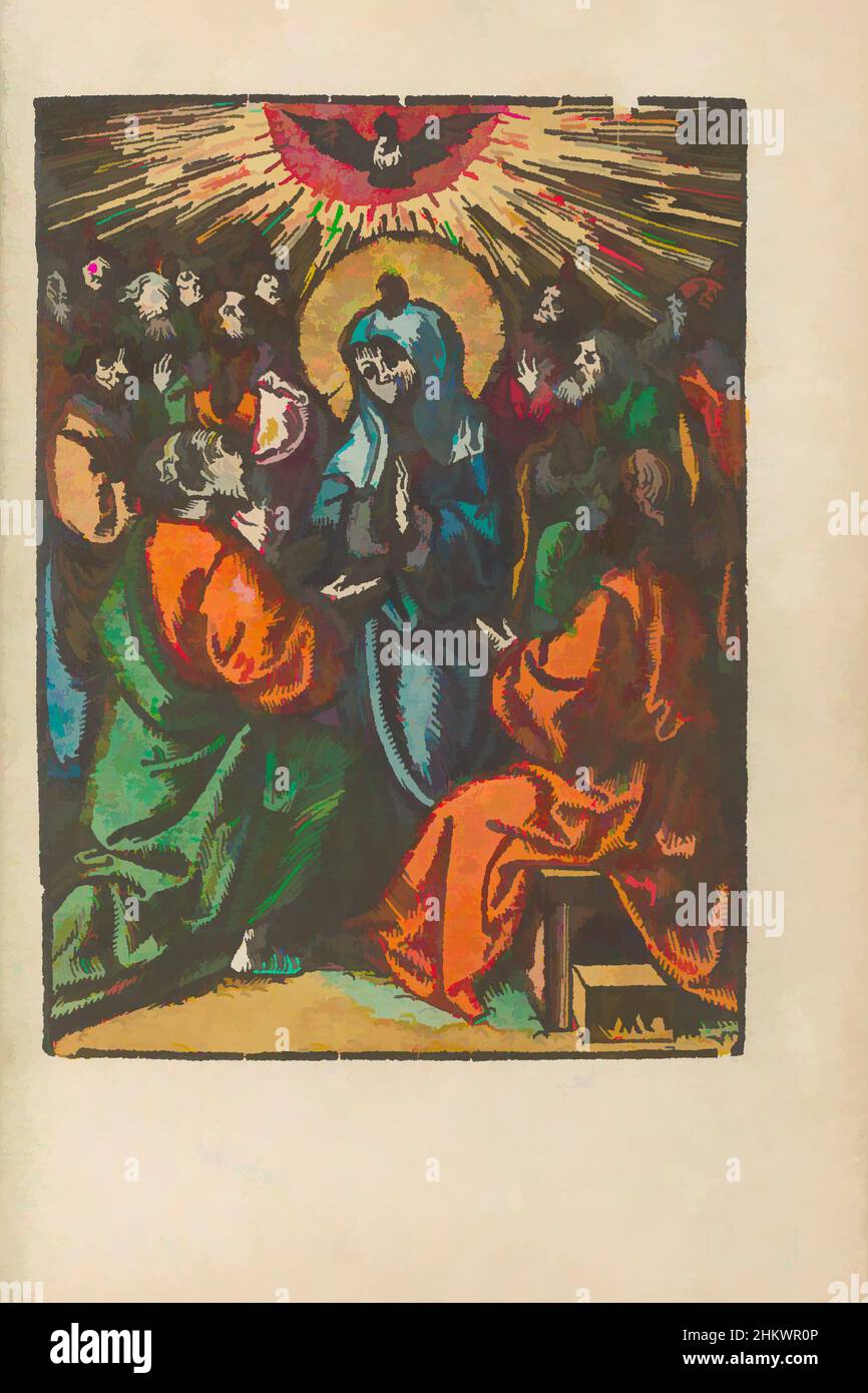 L'art inspiré par l'effusion de l'Esprit Saint, la petite passion (titre de la série), la passion stupide (titre de la série), Marie et les apôtres sont remplis de l'Esprit Saint. Le Saint-Esprit descend sur eux comme une colombe et des langues fiery apparaissent au-dessus de leurs têtes. L'impression fait partie d'un livre., l'impression, les œuvres classiques modernisées par Artotop avec une touche de modernité. Formes, couleur et valeur, impact visuel accrocheur sur l'art émotions par la liberté d'œuvres d'art d'une manière contemporaine. Un message intemporel qui cherche une nouvelle direction créative. Artistes qui se tournent vers le support numérique et créent le NFT Artotop Banque D'Images