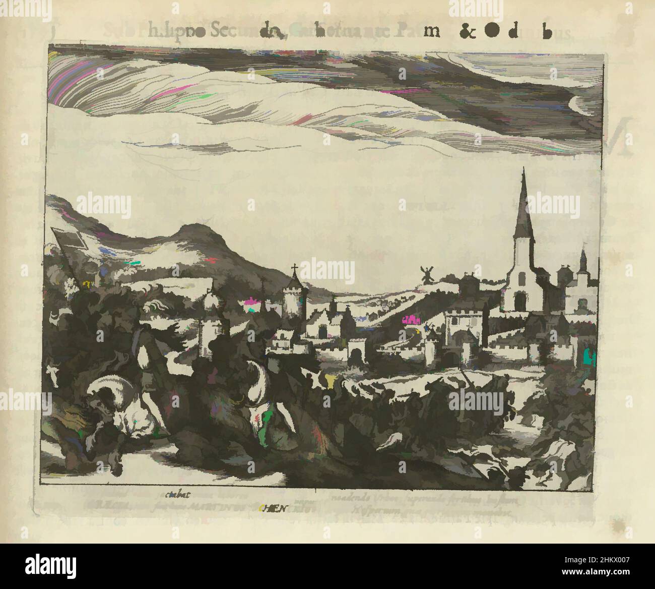 Art inspiré par Schenck chassé de Werl, 1586, Maarten Schenck chassé de Werl, 17 mars 1586. Épisode de la guerre de Cologne. Avec 4 lignes de légende en latin. Numéro 179. Imprimé au verso avec du texte en latin., imprimerie: Simon Frison, éditeur: Michiel Colijn, imprimerie, œuvres classiques modernisées par Artotop avec une touche de modernité. Formes, couleur et valeur, impact visuel accrocheur sur l'art émotions par la liberté d'œuvres d'art d'une manière contemporaine. Un message intemporel qui cherche une nouvelle direction créative. Artistes qui se tournent vers le support numérique et créent le NFT Artotop Banque D'Images