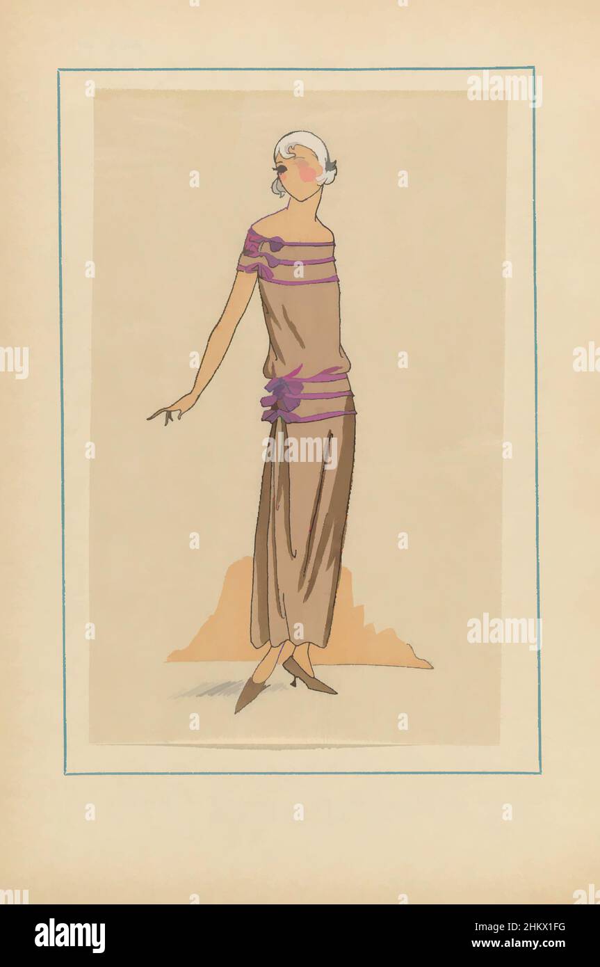 Art inspiré par Très parisien, 1923, No. 3: ÉCAILLE BLONDE, très jeune et modèle simple, la belle robe de 'crêpe de Chine' est décorée de rubans de couleur rouille. Imprimé du magazine de mode Très parisien (1920-1936)., imprimerie:, G-P. Joumard, Paris, 1923, papier, oeuvres classiques modernisées par Artotop avec une touche de modernité. Formes, couleur et valeur, impact visuel accrocheur sur l'art émotions par la liberté d'œuvres d'art d'une manière contemporaine. Un message intemporel qui cherche une nouvelle direction créative. Artistes qui se tournent vers le support numérique et créent le NFT Artotop Banque D'Images