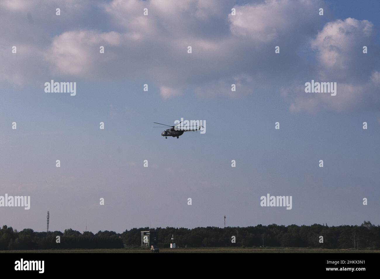 Le beau coup de feu de l'hélicoptère dans les airs pendant les Royal Belgian Air Force Days 2014 Banque D'Images