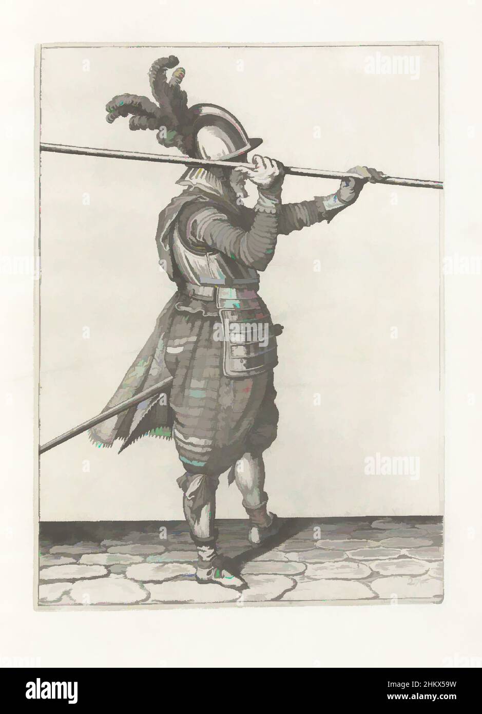 Art inspiré par Soldier levant sa lance avec les deux mains horizontalement au-dessus de son épaule droite (no 27), c. 1600, Un soldat, pleine longueur, à droite, soulevant une lance (lance) avec les deux mains horizontalement au-dessus de son épaule droite (non 27), c. 1600. Plaque 27 dans les instructions pour, oeuvres classiques modernisées par Artotop avec un peu de modernité. Formes, couleur et valeur, impact visuel accrocheur sur l'art émotions par la liberté d'œuvres d'art d'une manière contemporaine. Un message intemporel qui cherche une nouvelle direction créative. Artistes qui se tournent vers le support numérique et créent le NFT Artotop Banque D'Images