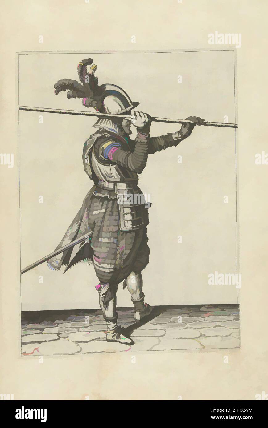 Art inspiré par Soldier levant sa lance avec les deux mains horizontalement au-dessus de son épaule droite (no 27), c. 1600, Un soldat, pleine longueur, à droite, soulevant une lance (lance) avec les deux mains horizontalement au-dessus de son épaule droite (non 27), c. 1600. Plaque 27 dans les instructions pour, oeuvres classiques modernisées par Artotop avec un peu de modernité. Formes, couleur et valeur, impact visuel accrocheur sur l'art émotions par la liberté d'œuvres d'art d'une manière contemporaine. Un message intemporel qui cherche une nouvelle direction créative. Artistes qui se tournent vers le support numérique et créent le NFT Artotop Banque D'Images
