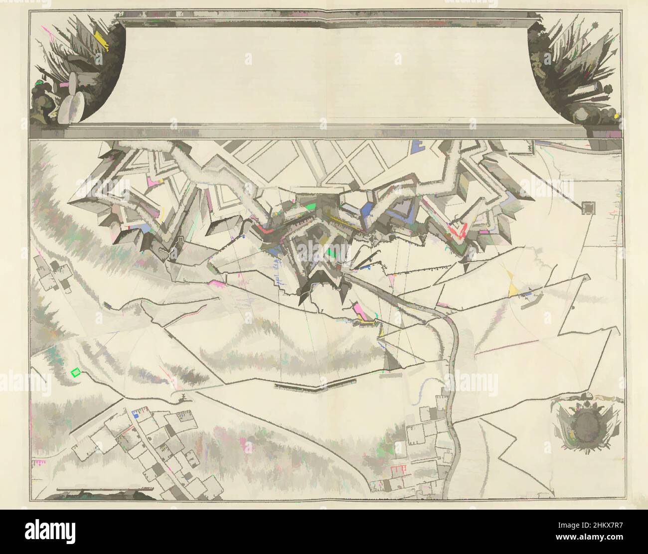 Art inspiré par la carte du siège de Lille, 1708, Plan des attaques de la ville de Lille commutés sous le commandement de S:A:S : le prince Eugène de Savoye le 22 aoust et finies le 22 octobre 1708. Jour de la redition, carte des fortifications de Lille (Rijssel), assiégée de, oeuvres classiques modernisées par Artotop avec un peu de modernité. Formes, couleur et valeur, impact visuel accrocheur sur l'art émotions par la liberté d'œuvres d'art d'une manière contemporaine. Un message intemporel qui cherche une nouvelle direction créative. Artistes qui se tournent vers le support numérique et créent le NFT Artotop Banque D'Images
