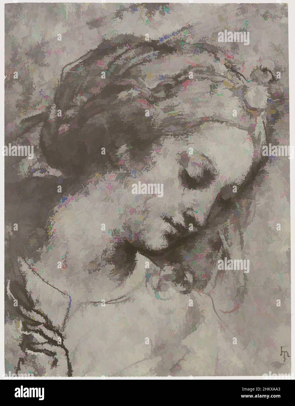 Art inspiré par Carlo Dolci, chef de la Vierge, photoréproduction du dessin dans la collection Reveley de dessins à Brynygwin, fig. 9., Philip Henry Delamotte, Thomas Frederick Hardwich, 1855 - 1858, papier, Imprimé albumine, hauteur 163 mm × largeur 125 mm, oeuvres classiques modernisées par Artotop avec une touche de modernité. Formes, couleur et valeur, impact visuel accrocheur sur l'art émotions par la liberté d'œuvres d'art d'une manière contemporaine. Un message intemporel qui cherche une nouvelle direction créative. Artistes qui se tournent vers le support numérique et créent le NFT Artotop Banque D'Images