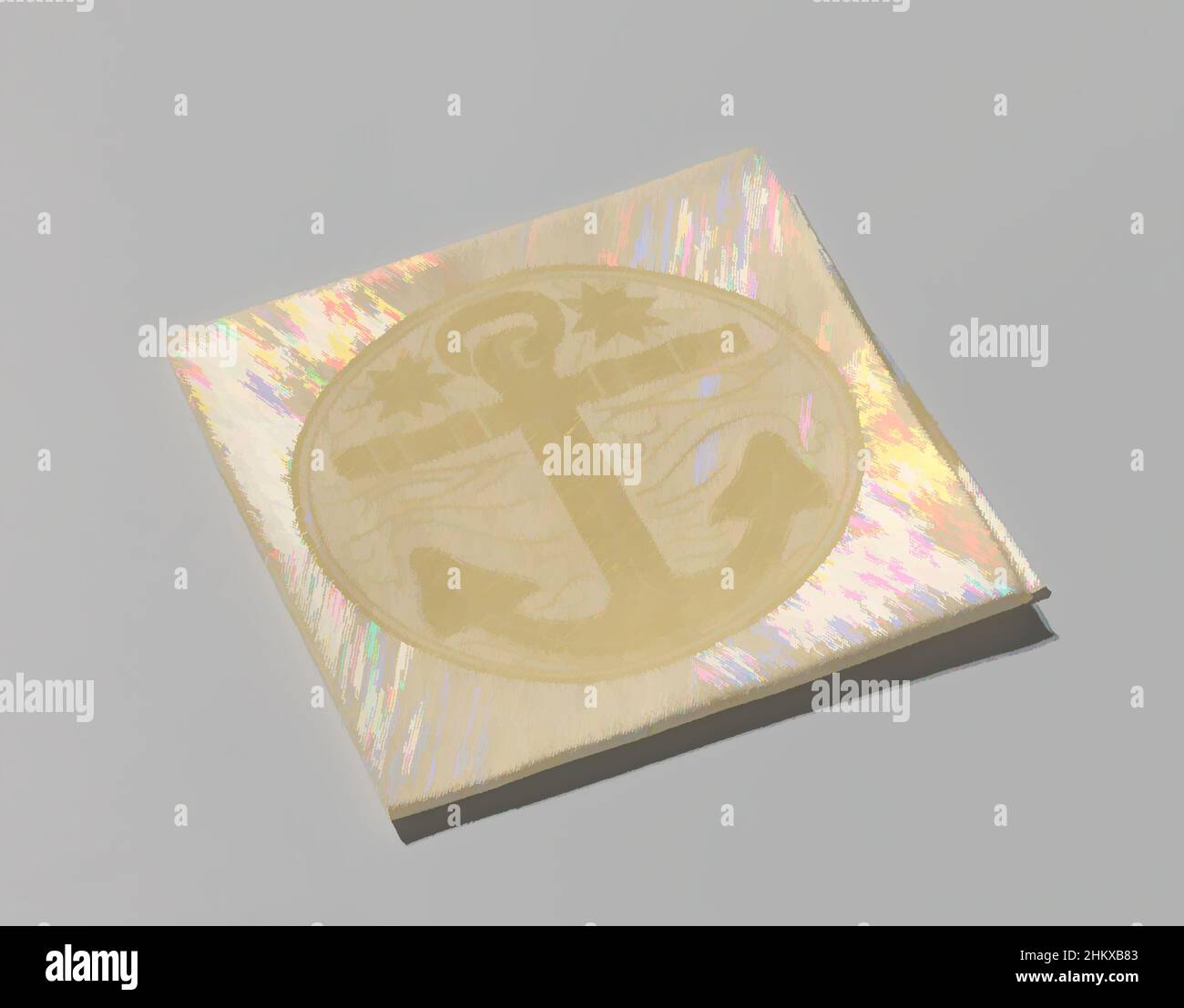 L'art s'inspire de la serviette en lin damassé, de la serviette en lin jaune damassé décorée d'un médaillon avec ancre et étoiles et branches en chêne dans les coins. Warp jaune, blanc trame., Eindhoven, c. 1900 - c. 1950, lin (matériau), damassé, hauteur 56,5 cm × largeur 53,0 cm, oeuvres classiques modernisées par Artotop avec une touche de modernité. Formes, couleur et valeur, impact visuel accrocheur sur l'art émotions par la liberté d'œuvres d'art d'une manière contemporaine. Un message intemporel qui cherche une nouvelle direction créative. Artistes qui se tournent vers le support numérique et créent le NFT Artotop Banque D'Images