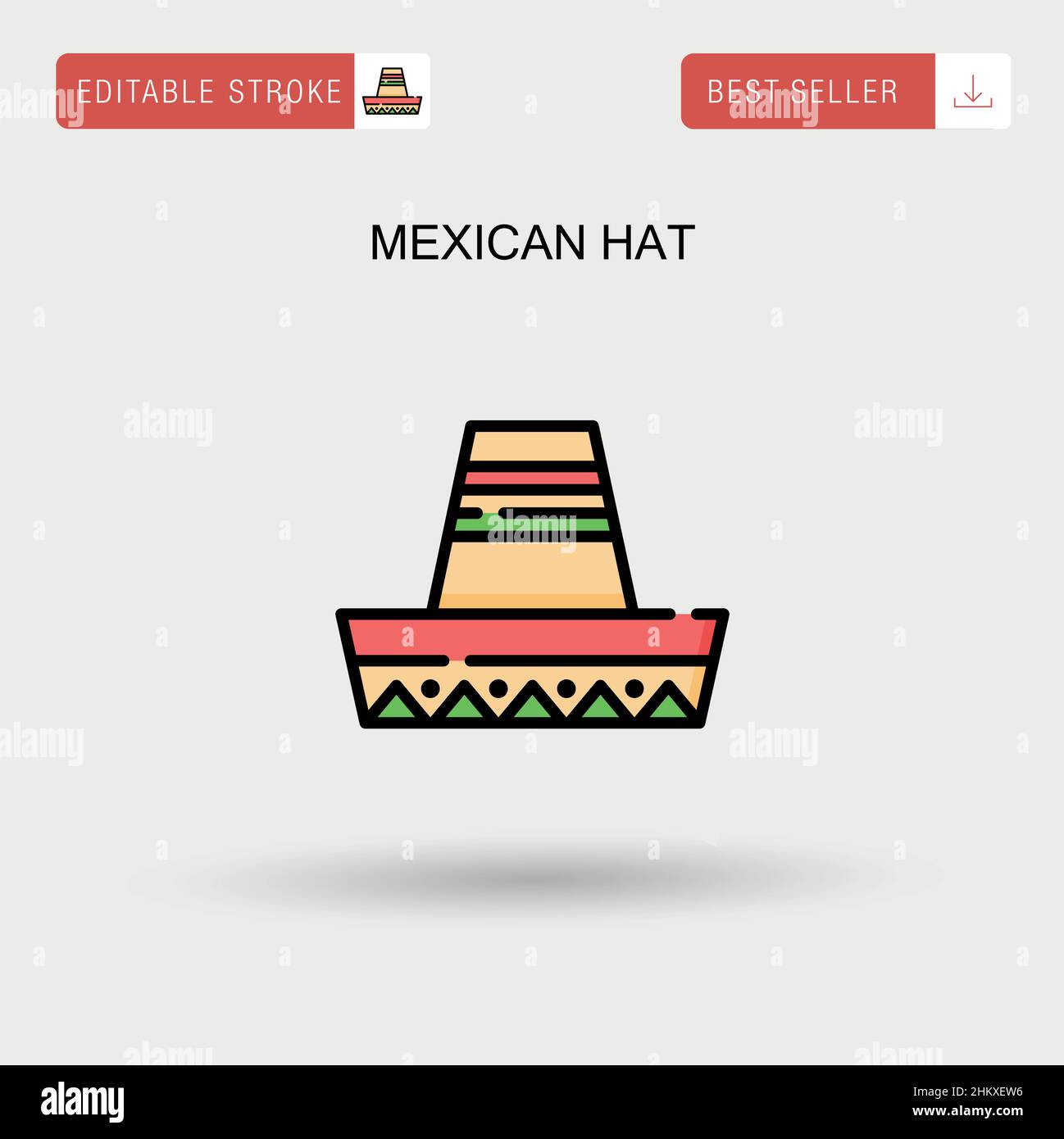 Icône de vecteur simple chapeau mexicain. Illustration de Vecteur