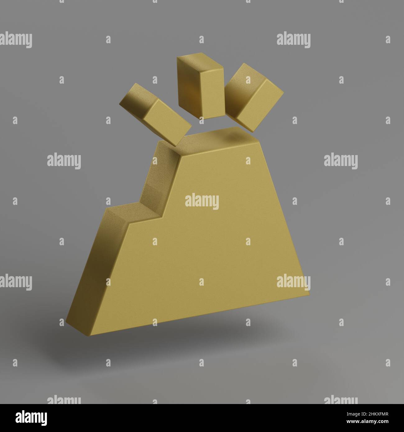 Icône Volcano.Icônes sociales de symbole jaune sur fond gris.3d illustration du rendu.Motif d'arrière-plan pour la conception. Banque D'Images