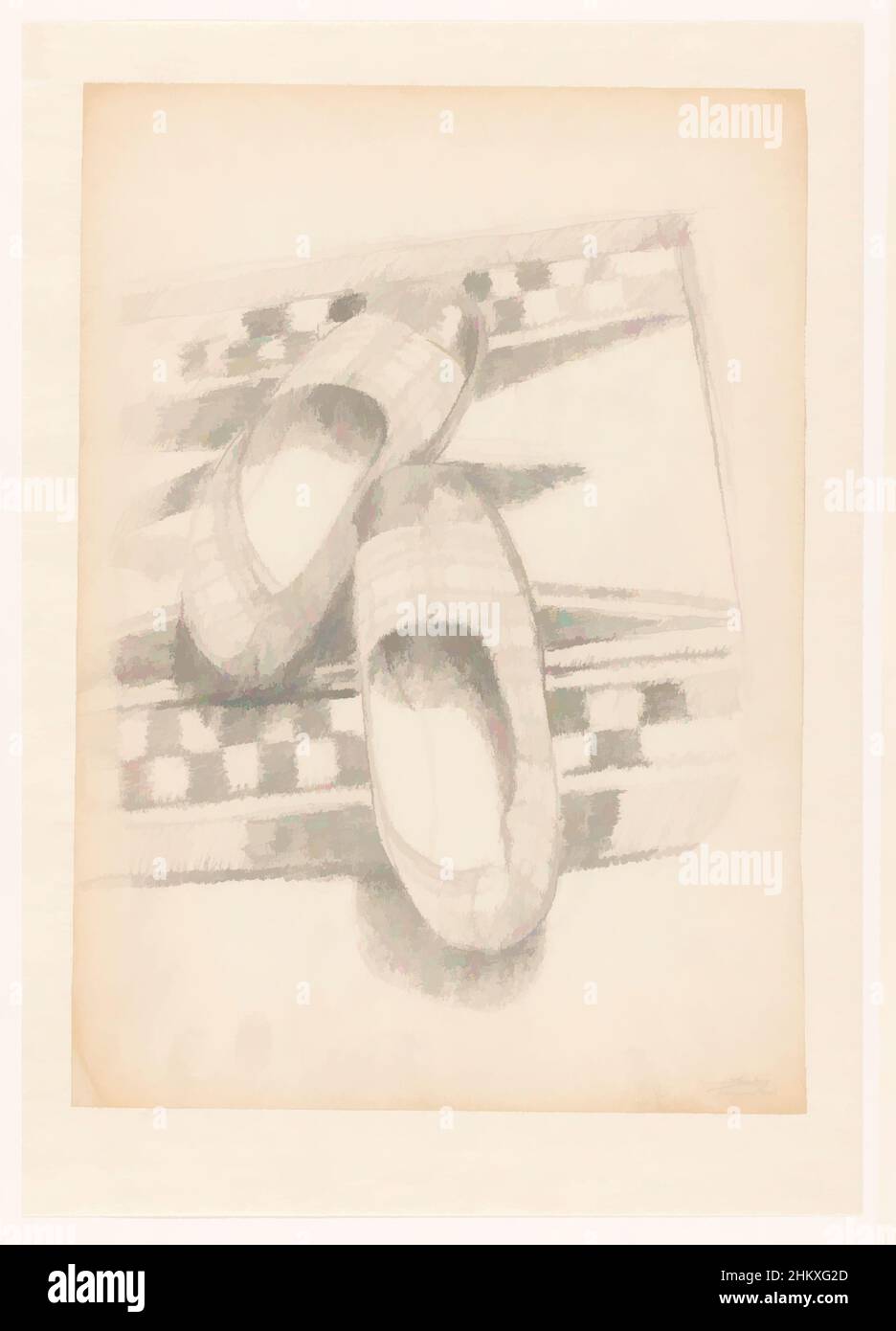 Art inspiré d'Une paire de pantoufles sur un tapis, B-1-1, mars 5, autoportraits de Cor van Teeseling (titre de la série), Une paire de pantoufles sur un tapis, B-1-1, mars 5., dessinateur: COR van Teeseling, Weteringschans, 5-Mar-1942, crayon, papier, Hauteur 36,5 cm × largeur 26,0 cm, œuvres classiques modernisées par Artotop avec une touche de modernité. Formes, couleur et valeur, impact visuel accrocheur sur l'art émotions par la liberté d'œuvres d'art d'une manière contemporaine. Un message intemporel qui cherche une nouvelle direction créative. Artistes qui se tournent vers le support numérique et créent le NFT Artotop Banque D'Images