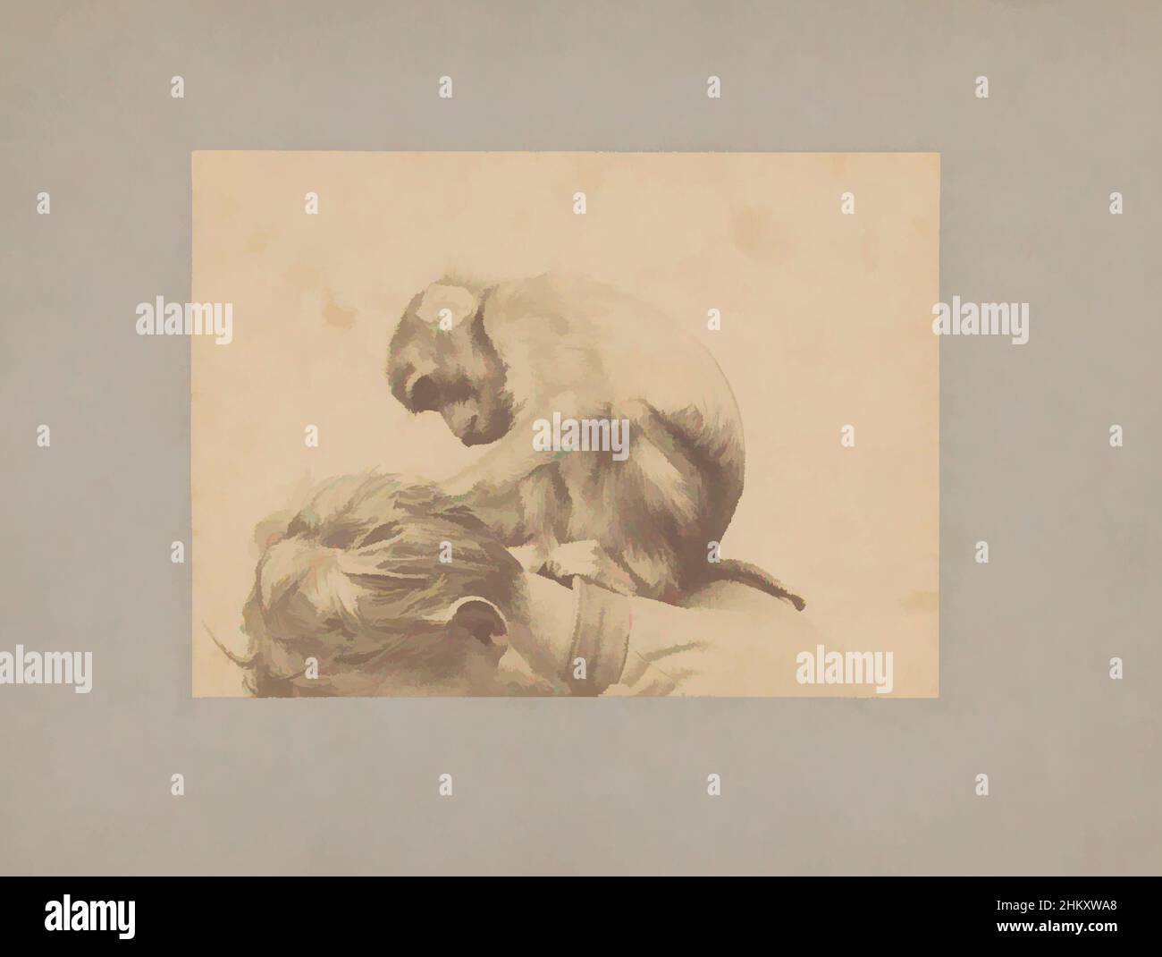 L'art inspiré par Monkey enfuit la tête d'un homme, Ottomar Anschütz, c. 1886, carton, imprimé albumine, hauteur 148 mm × largeur 203 mm, oeuvres classiques modernisées par Artotop avec une touche de modernité. Formes, couleur et valeur, impact visuel accrocheur sur l'art émotions par la liberté d'œuvres d'art d'une manière contemporaine. Un message intemporel qui cherche une nouvelle direction créative. Artistes qui se tournent vers le support numérique et créent le NFT Artotop Banque D'Images