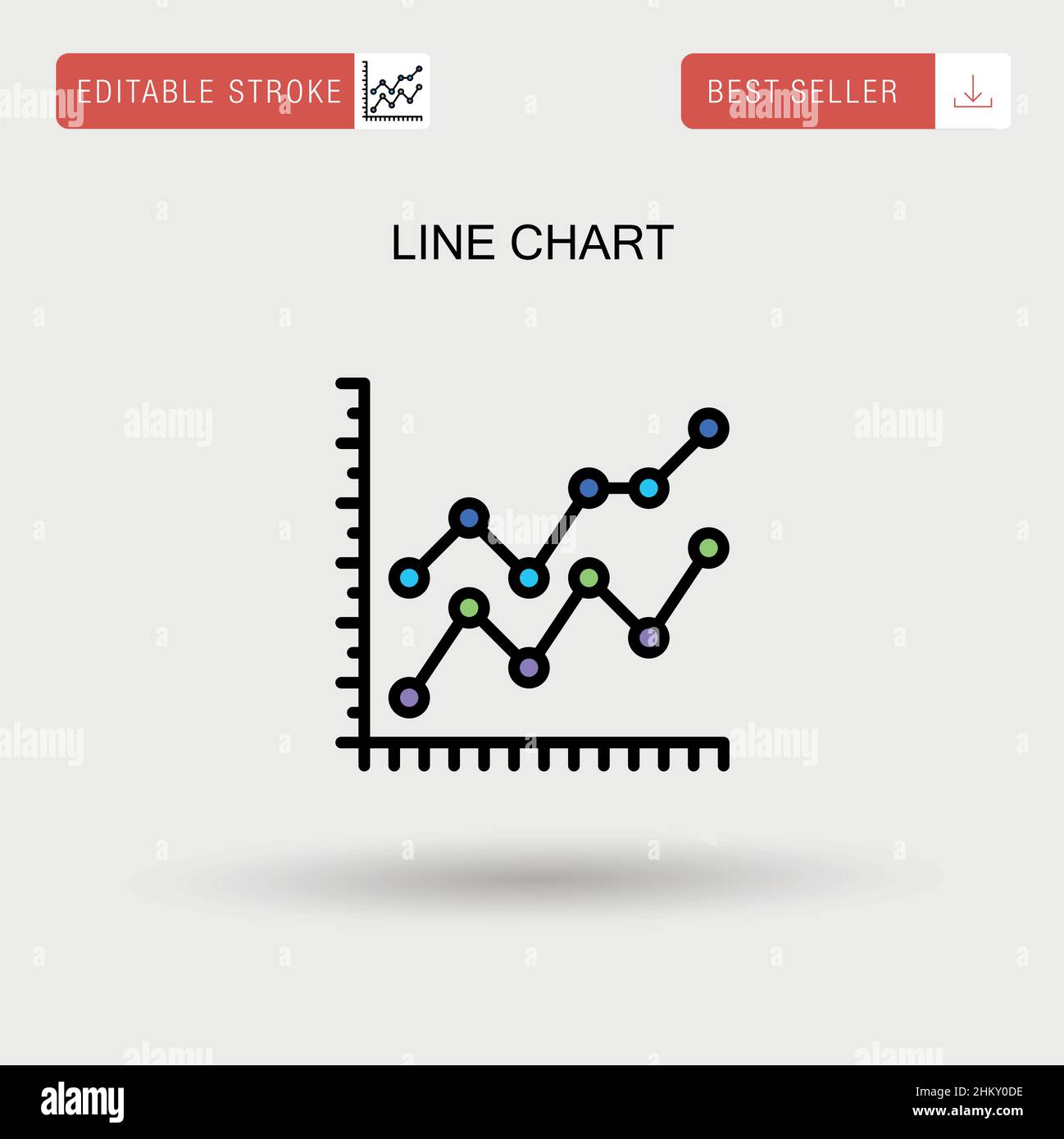 Icône de vecteur simple de graphique en courbes. Illustration de Vecteur