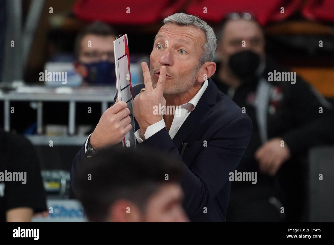 emanuele zanini (1Â° allenatore consar ravenna) pendant Sir Safety Conad Perugia vs Consar Ravenna, Volleyball Italien Serie A Men SuperLeague Championship Championship à Pérouse, Italie, février 05 2022 Banque D'Images