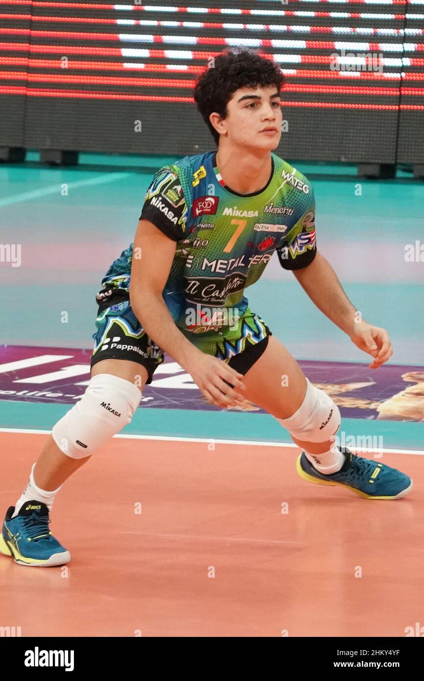 Broccatelli vittorio (n.7 sir safety conad pérouse) pendant Sir Safety Conad Pérouse vs Consar Ravenna, Volleyball Italien Serie A Men SuperLeague Championship Championship à Pérouse, Italie, février 05 2022 Banque D'Images