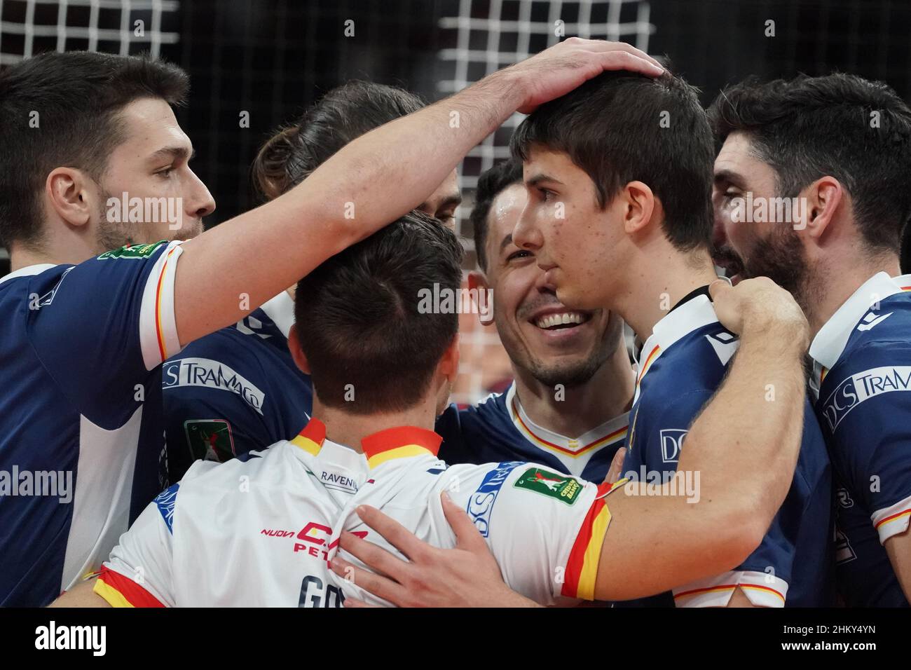 Consar rcm ravenna esulta pendant Sir Safety Conad Perugia vs Consar Ravenna, Volleyball Italien Serie A Men SuperLeague Championship à Pérouse, Italie, février 05 2022 Banque D'Images