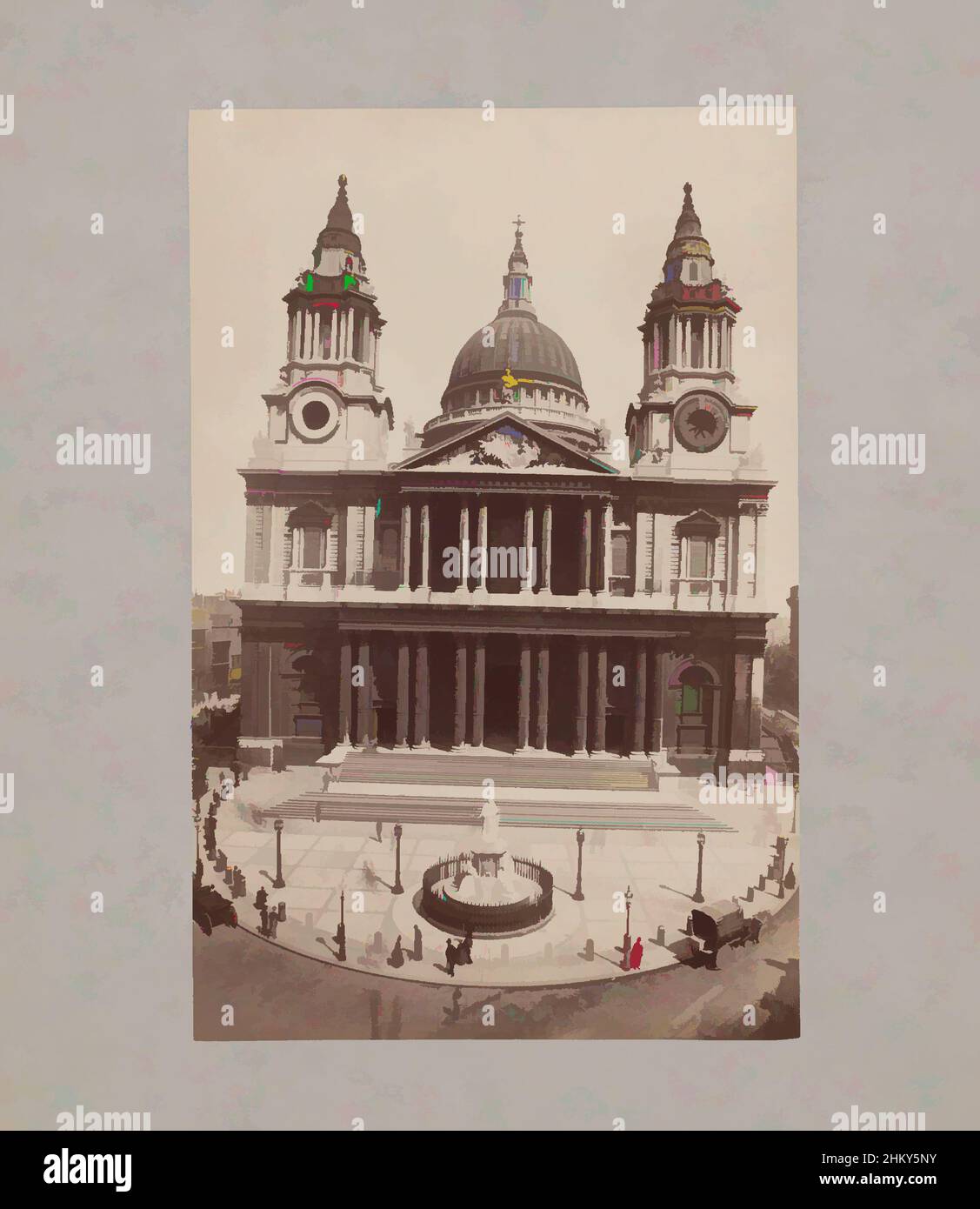 Art inspiré par la cathédrale Saint-Paul, Londres, Angleterre, vue frontale sur la partie ouest de Saint-Paul, depuis un point de vue élevé. Un certain nombre de personnes et à gauche et à droite un cheval et une charrette., James Valentine, c. 1870 - c. 1890, papier, carton, imprimé albumine, hauteur 209 mm × largeur 136, oeuvres classiques modernisées par Artotop avec une touche de modernité. Formes, couleur et valeur, impact visuel accrocheur sur l'art émotions par la liberté d'œuvres d'art d'une manière contemporaine. Un message intemporel qui cherche une nouvelle direction créative. Artistes qui se tournent vers le support numérique et créent le NFT Artotop Banque D'Images