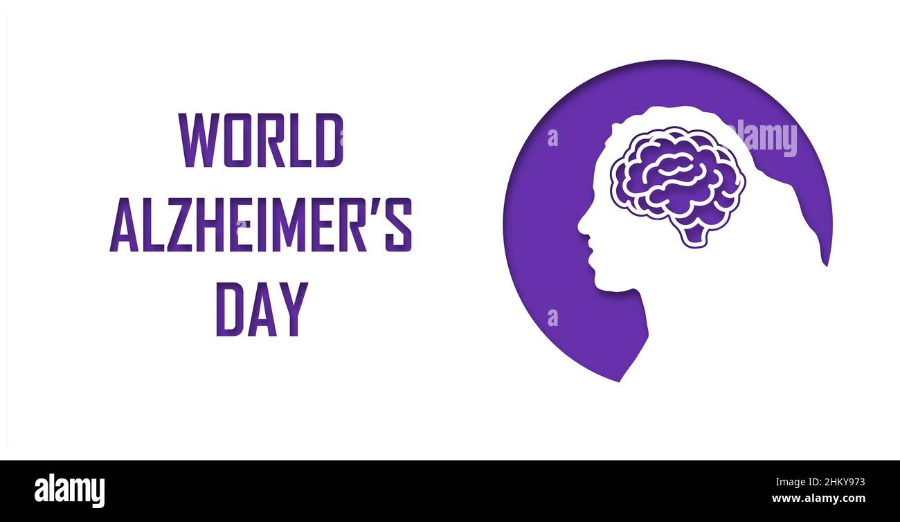 Journée mondiale de la maladie d'Alzheimer.Silhouette de personnes âgées dans un style coupé en papier avec ombre.Espace pour votre bannière de texte.Concept maladie d'Alzheimer septembre 21.V Illustration de Vecteur