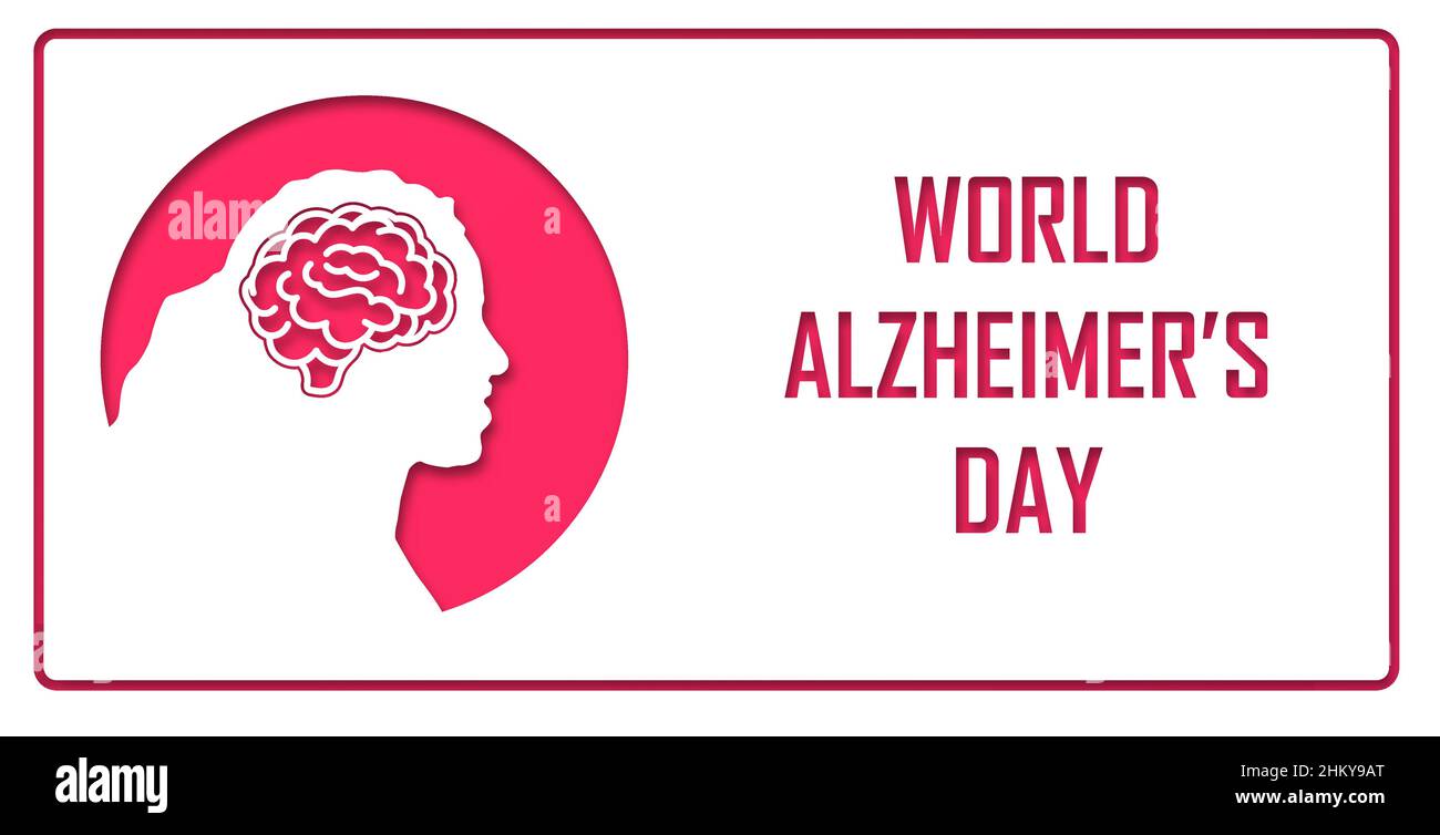 Concept maladie d'Alzheimer septembre 21.Journée mondiale de la maladie d'Alzheimer.Silhouette de personnes âgées dans un style coupé en papier avec ombre.Espace pour votre bannière de texte.V Illustration de Vecteur